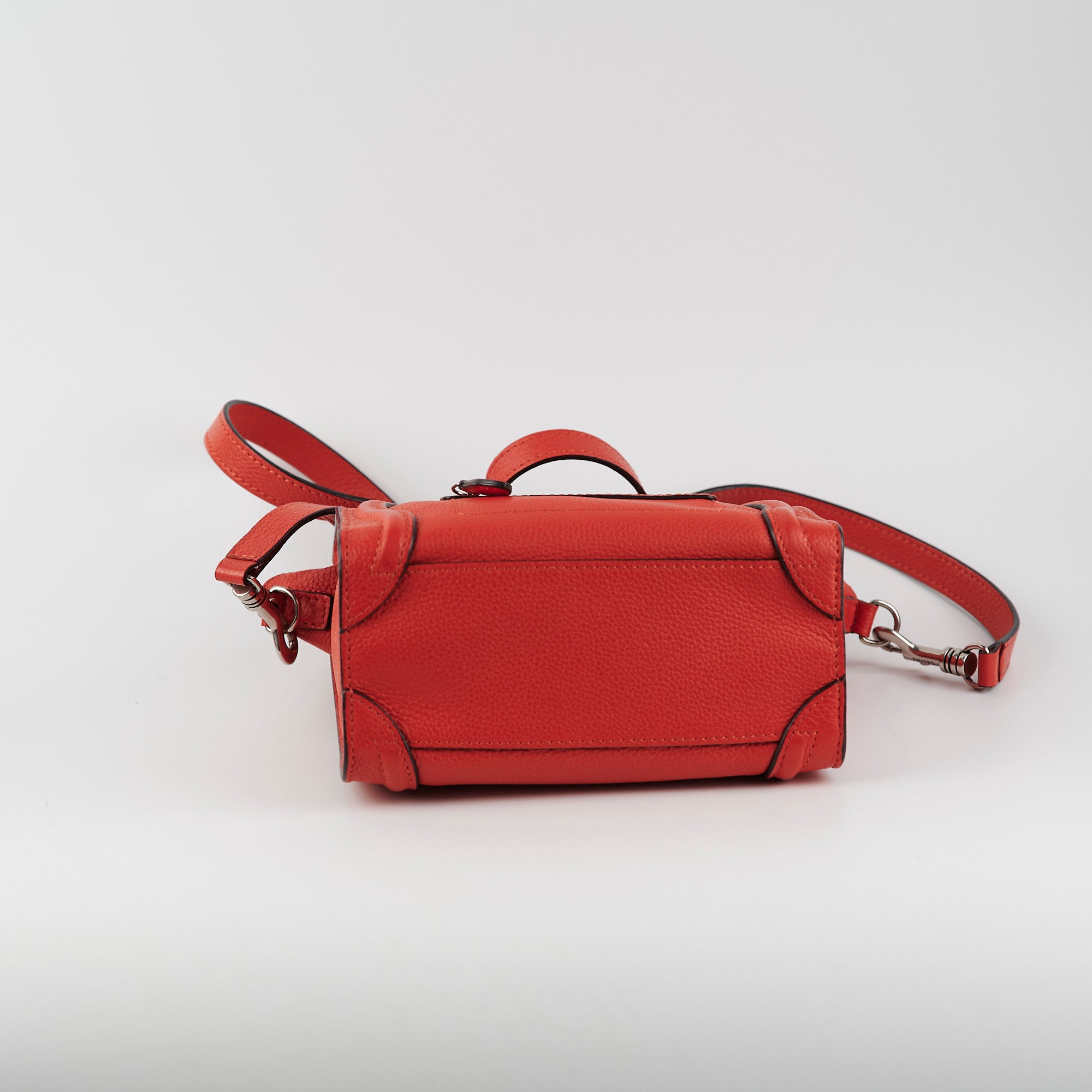 Celine Luggage Nano Handbag in Red | Genuine Leather Crossbody Bag for Women | Perfect for Work, Travel & Everyday Use