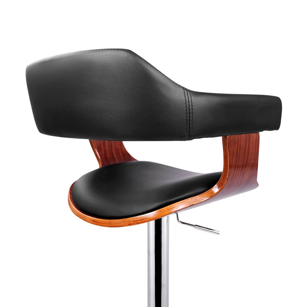 Adjustable Gas Lift Bar Stool with Armrest - Premium Black Leather Seat for Kitchen Island, Home Bar & Dining Room - Comfortable & Stylish Seating Solution