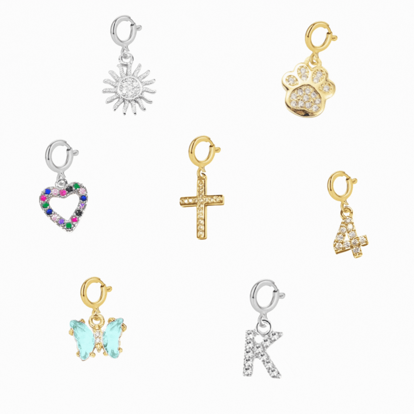 Initial, Number & Assorted Charms with Detachable Clasp - Perfect for DIY Jewelry, Bracelets, Necklaces & Keychains - Personalized Gifts for Women & Teens