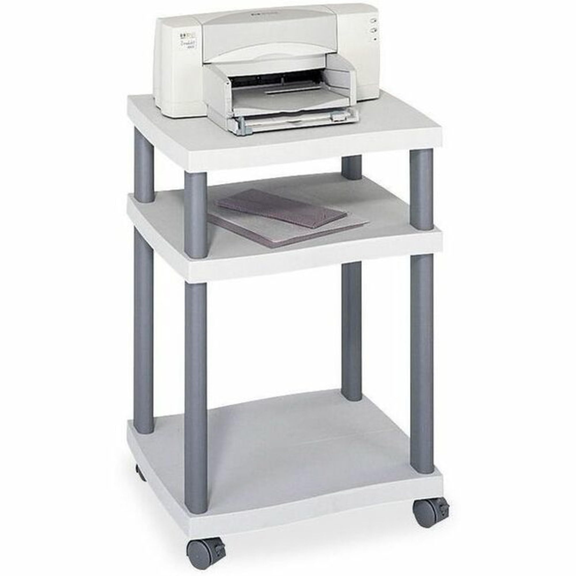 Safco 1860GR Wave Desk Side Printer Stand - Light Gray | Compact & Sturdy Printer Holder for Home & Office Workspace Organization