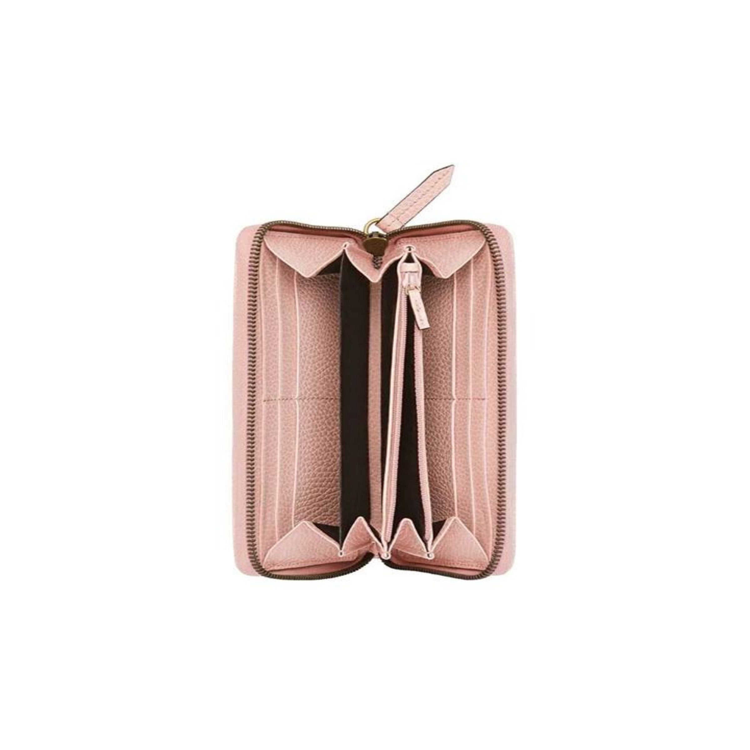 Gucci GG Leather Zip Around Wallet in Light Pink with Butterfly Design - Perfect for Women's Everyday Use & Gift Giving