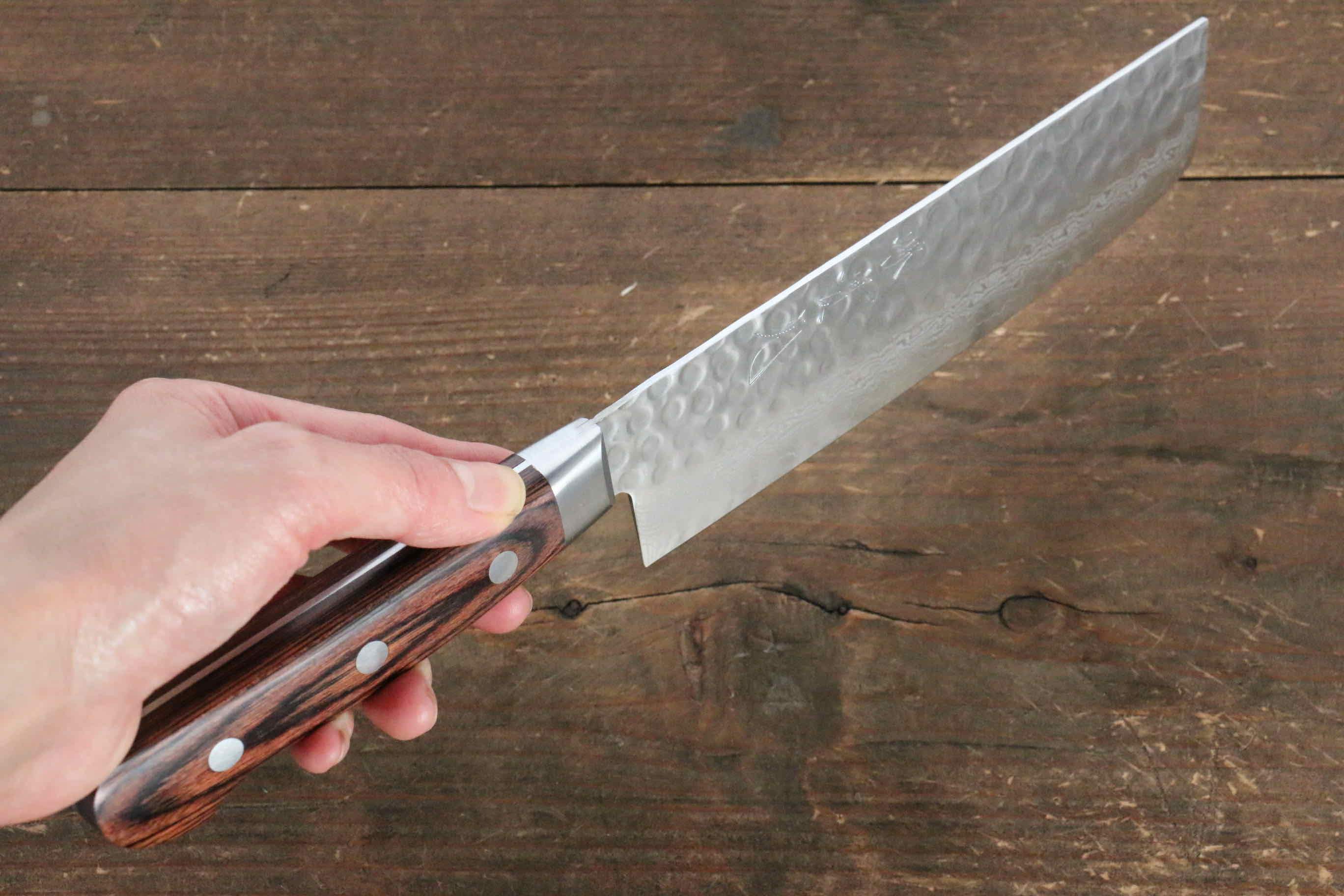 Jikko VG10 17-Layer Japanese Nakiri Knife 160mm - Mahogany Handle - Professional Vegetable & Herb Knife for Home Chefs & Sushi Lovers