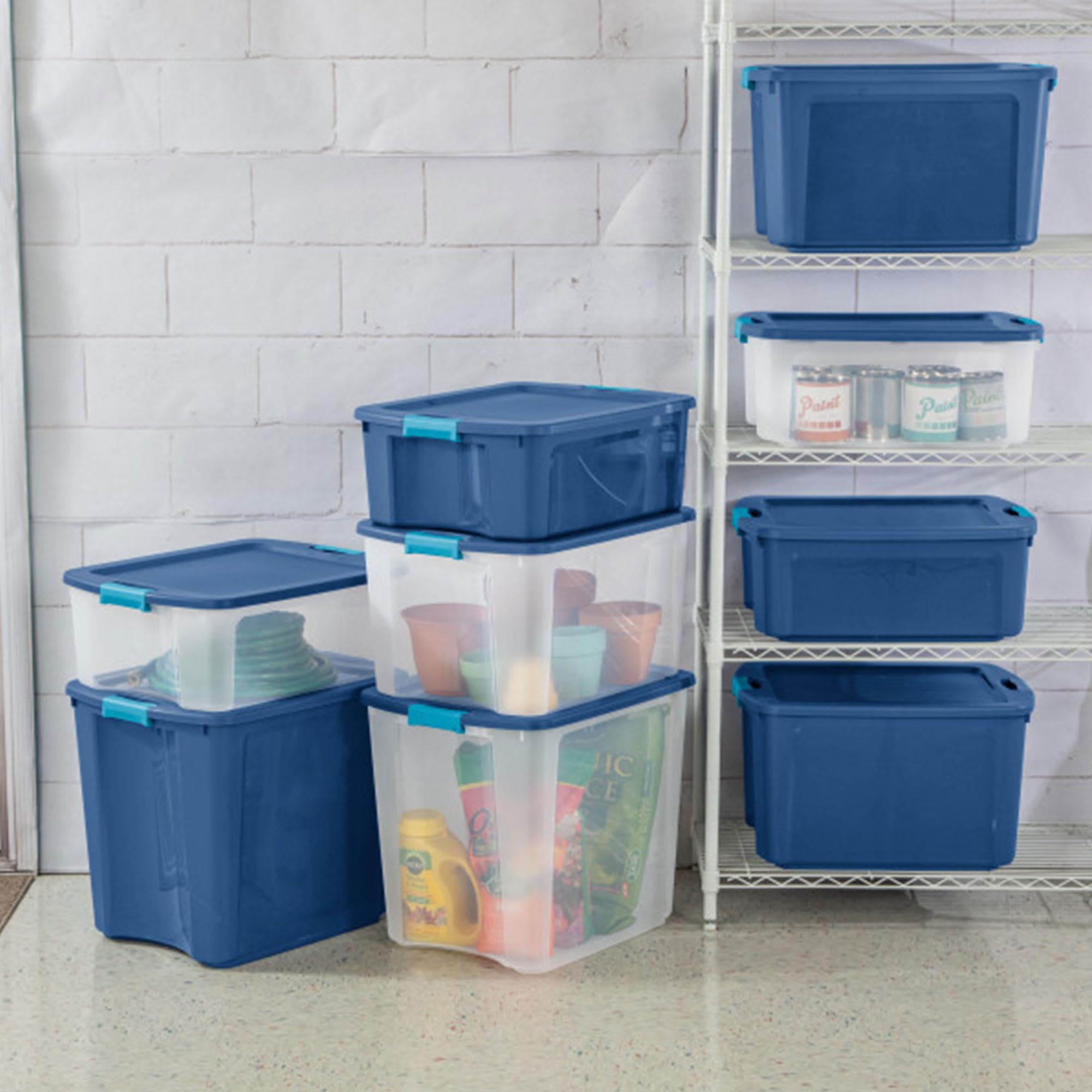 Sterilite 18-Pack 12 Gallon Clear Plastic Storage Bins with Secure Latching Lids & Ergonomic Handles for Home Organization - Perfect for Closet, Garage, and Office Storage Solutions