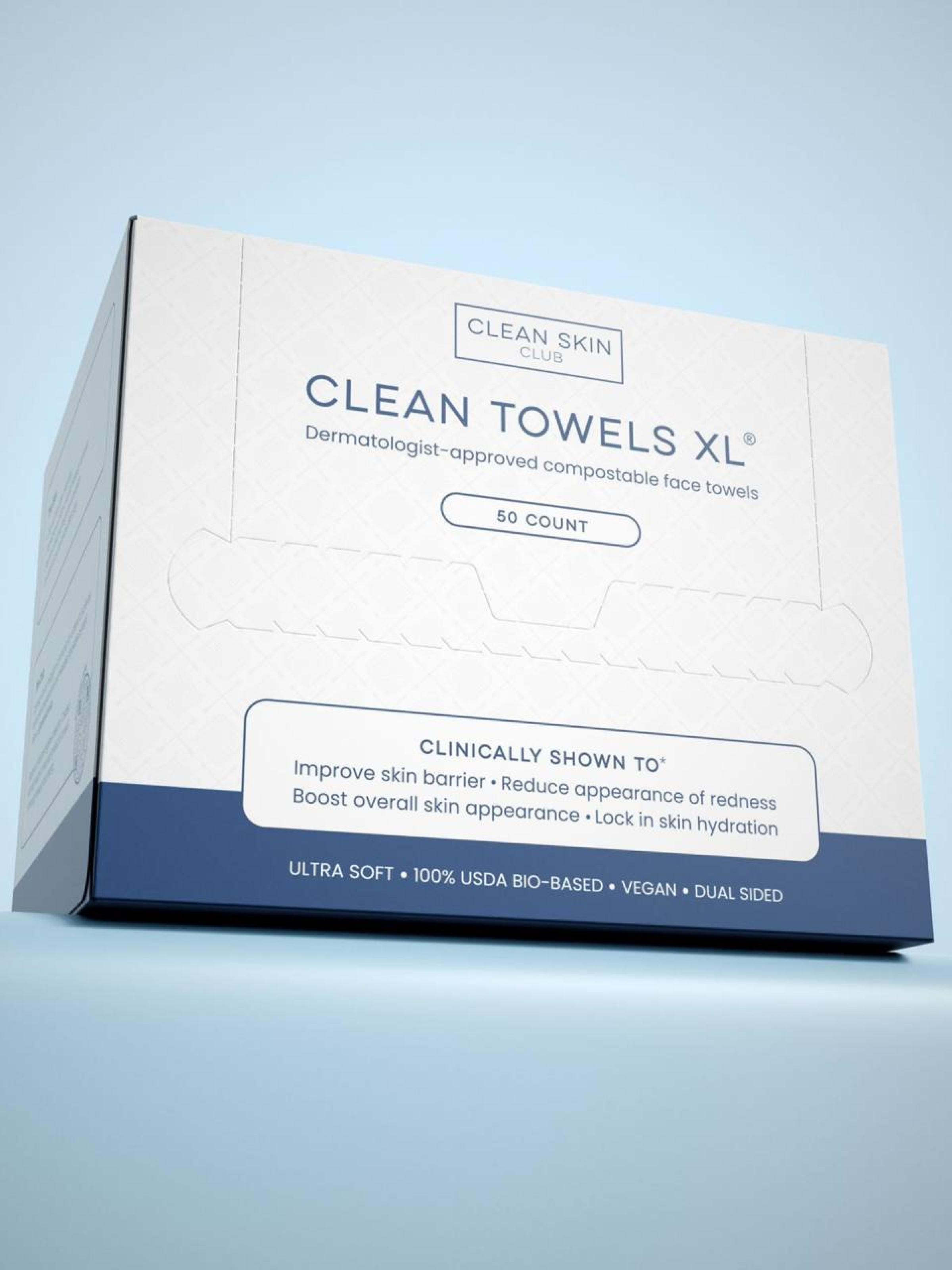 Clean Skin Club XL Disposable Facial Towels | Hypoallergenic & Ultra-Soft for Sensitive Skin | Perfect for Skincare Routine, Makeup Removal & Gym Use