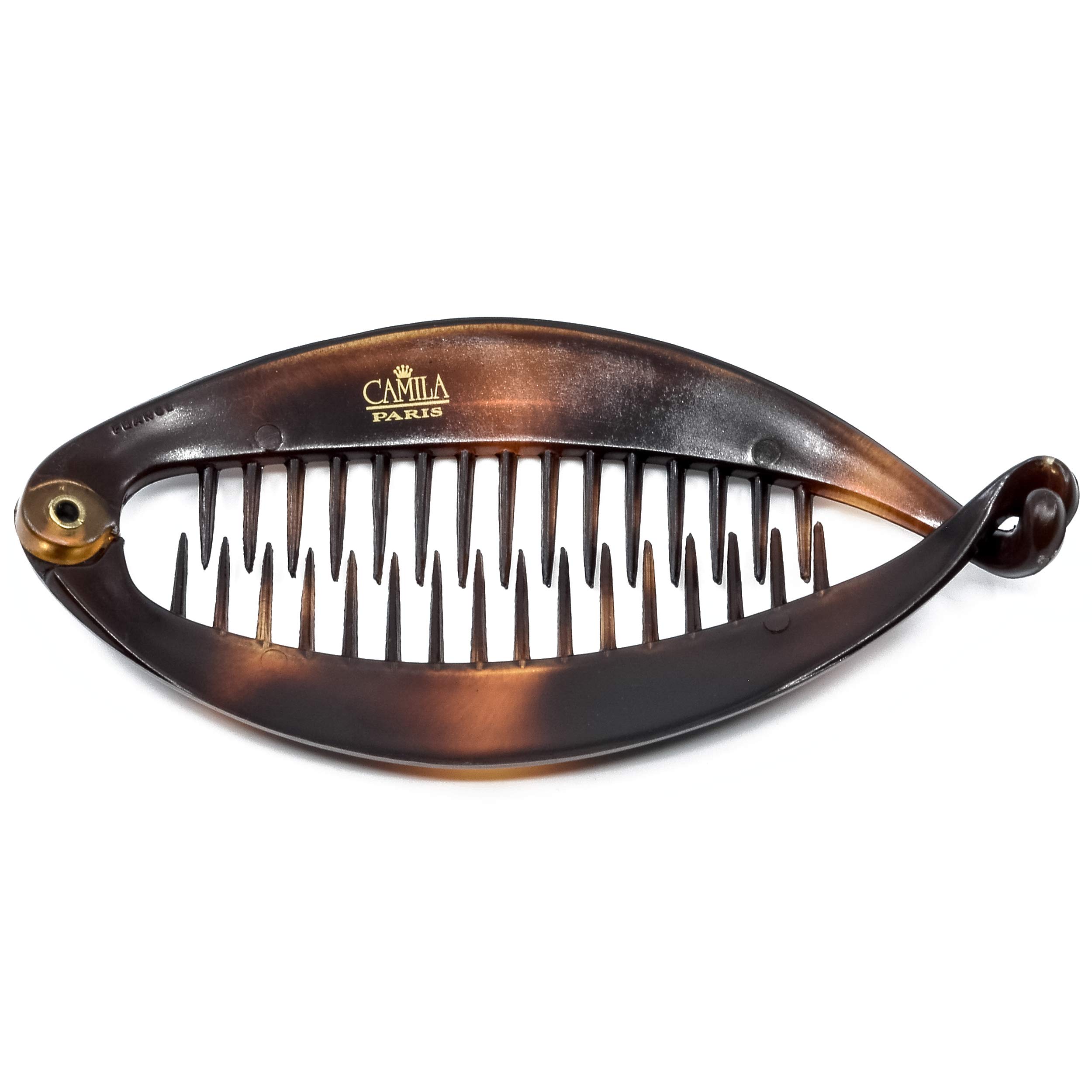 Camila Paris CP2 2 Pack Flexible Banana Hair Clips for Thick Hair - Strong Ponytail Holders, Interlocking Styling Hair Combs (Made in France) - Perfect for Workouts, Office & Everyday Hairstyles