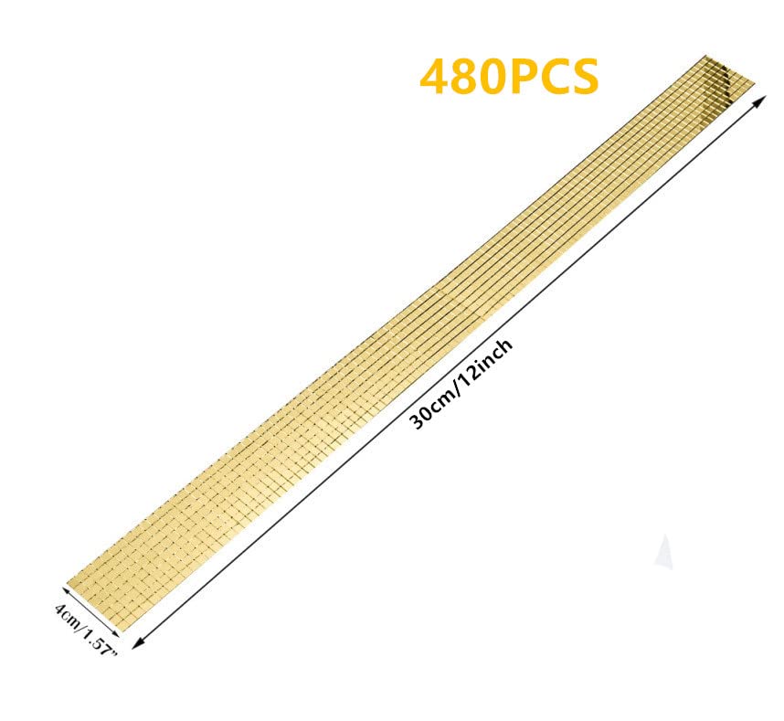 REDODECO 7200Pcs Self-Adhesive Square Mirror Mosaic Tiles - Disco Ball & DIY Craft Glass Tiles in Gold (15 Sheets) for Home Decor, Wall Art, and Party Decoration