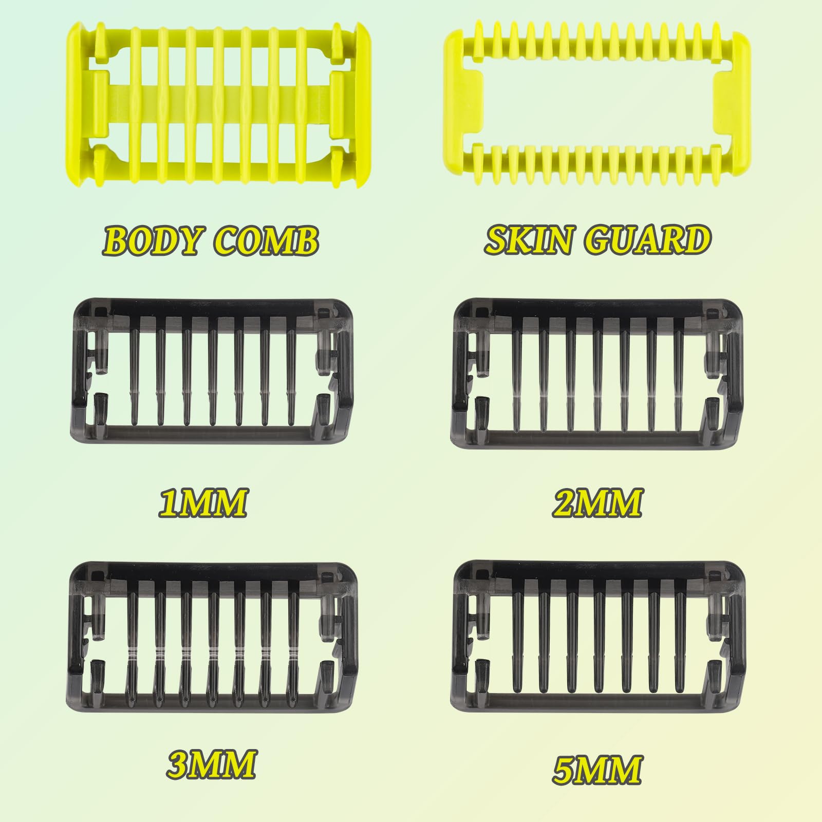 Adjustable Replacement Trimmer Blades & Guide Combs for Philips Norelco OneBlade QP2834 QP2724 QP2630 QP2520 - Includes 2 Nose Trimmers & 8-Piece Comb Set (1/2/3/5mm) - Perfect for Beard Styling & Body Grooming