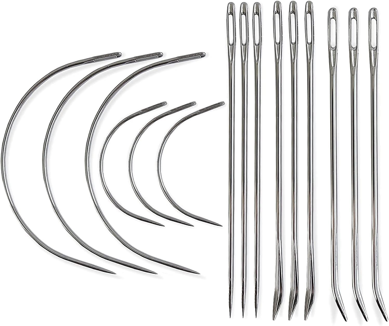 Heavy Duty Hand Sewing Needles Set - 15 Pack Upholstery Leather Carpet Canvas Repair Needles for DIY Crafting, Furniture Repair & Outdoor Gear Mending