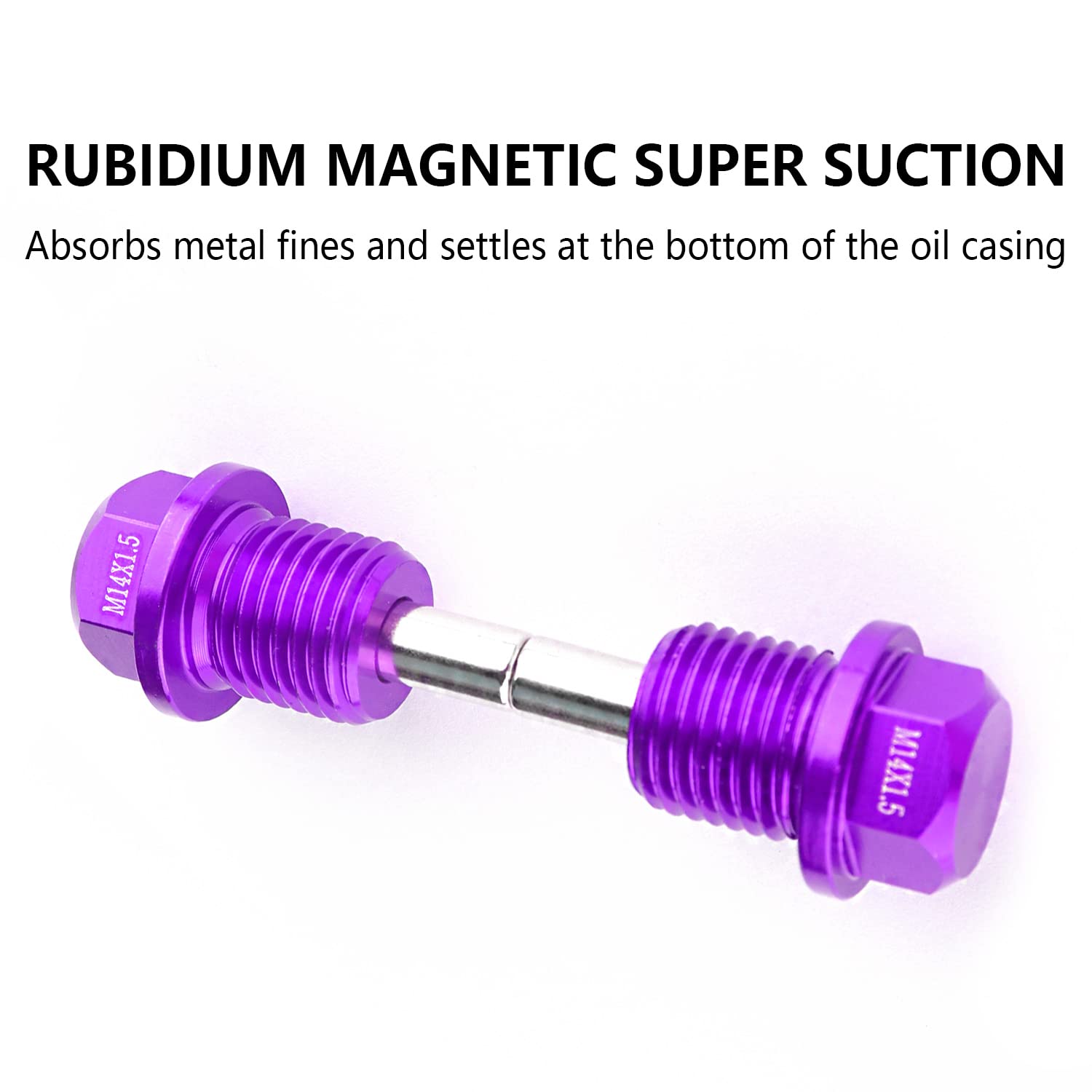M14 x1.5 Magnetic Oil Drain Plug Kit with Gaskets - Compatible with Honda Civic, Accord, Clarity, City & Acura CL, CSX - Purple Engine Oil Drain Plug Accessory for Improved Engine Protection & Maintenance