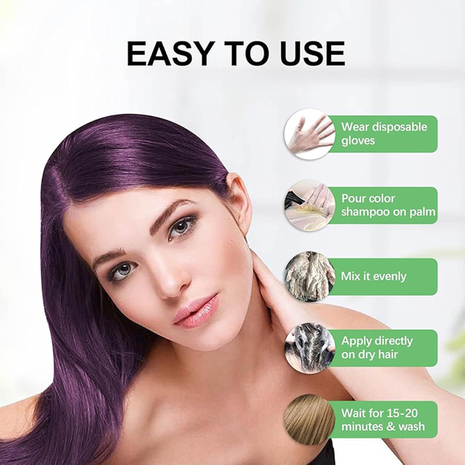 Long Lasting Natural Hair Dye Shampoo for Gray Coverage - Herbal Extracts Enriched Instant Color Shampoo for Women & Men (Natural Black) | Perfect for Home Use & Quick Touch-Ups