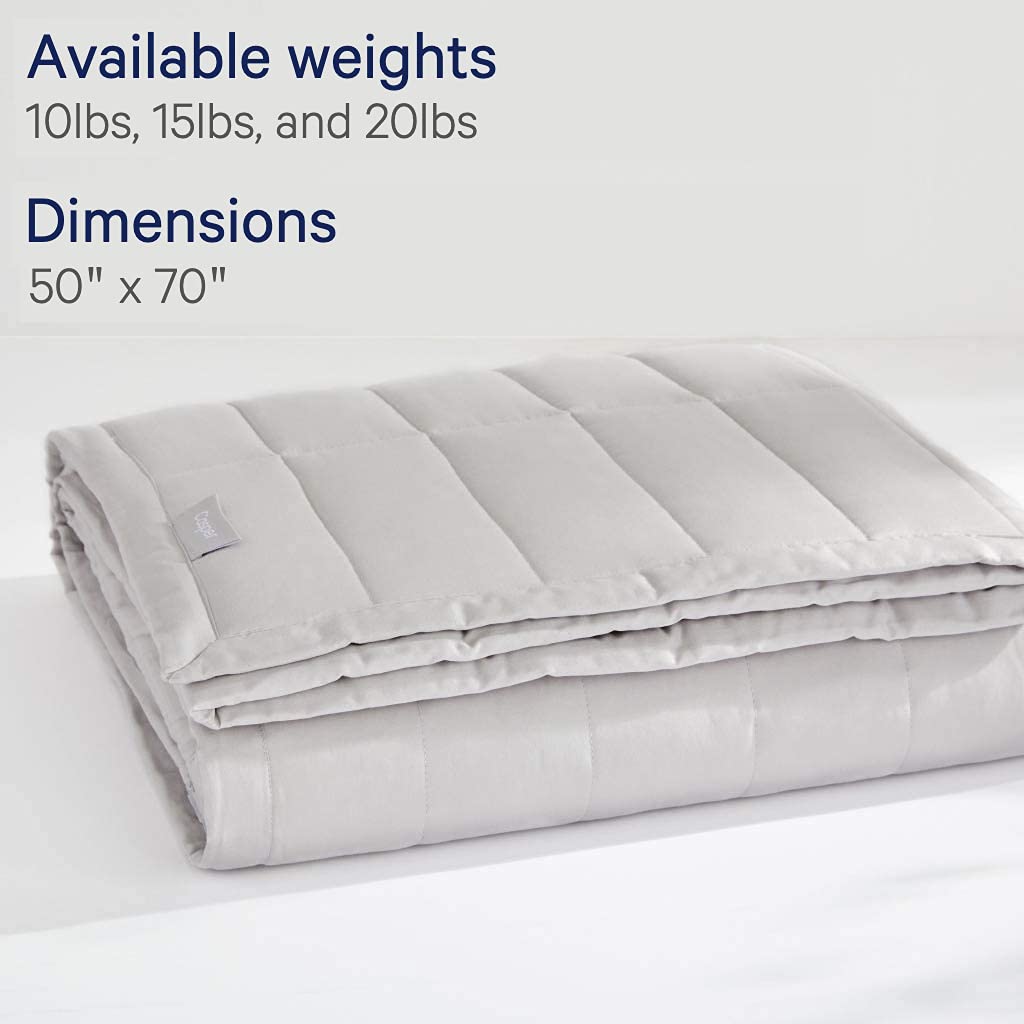 Casper Sleep Weighted Blanket 10 lbs - Premium Gray Blanket for Adults & Kids - Deep Pressure Therapy for Anxiety Relief, Stress Reduction & Better Sleep - Perfect for Bedroom, Couch & Travel