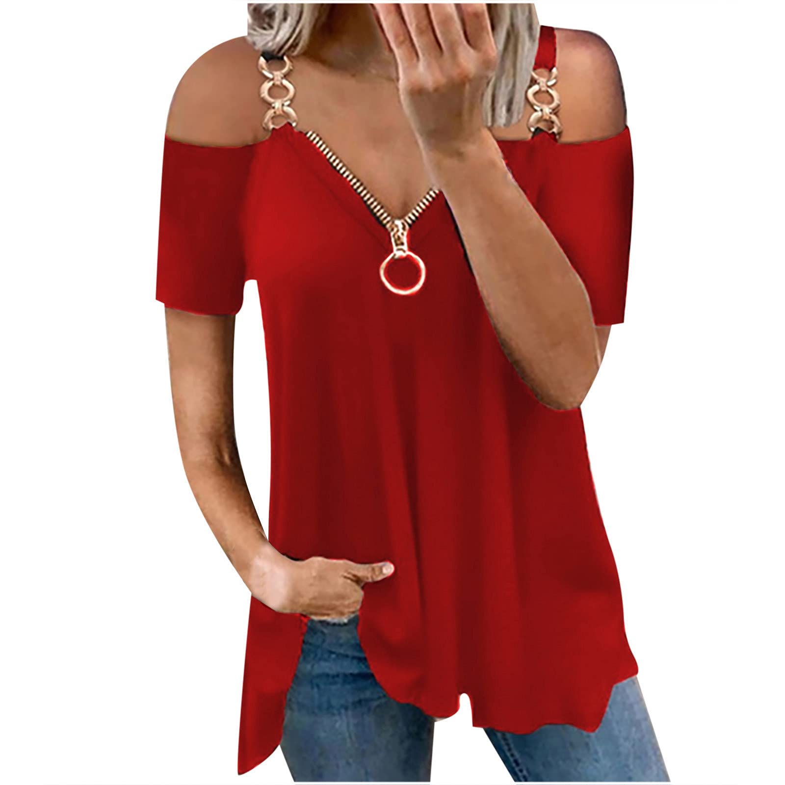 Plus Size Women's Sexy Floral Lace Cold Shoulder V-Neck Blouse - Elegant Going Out Tops for Casual Wear, Date Night & Party Outfits