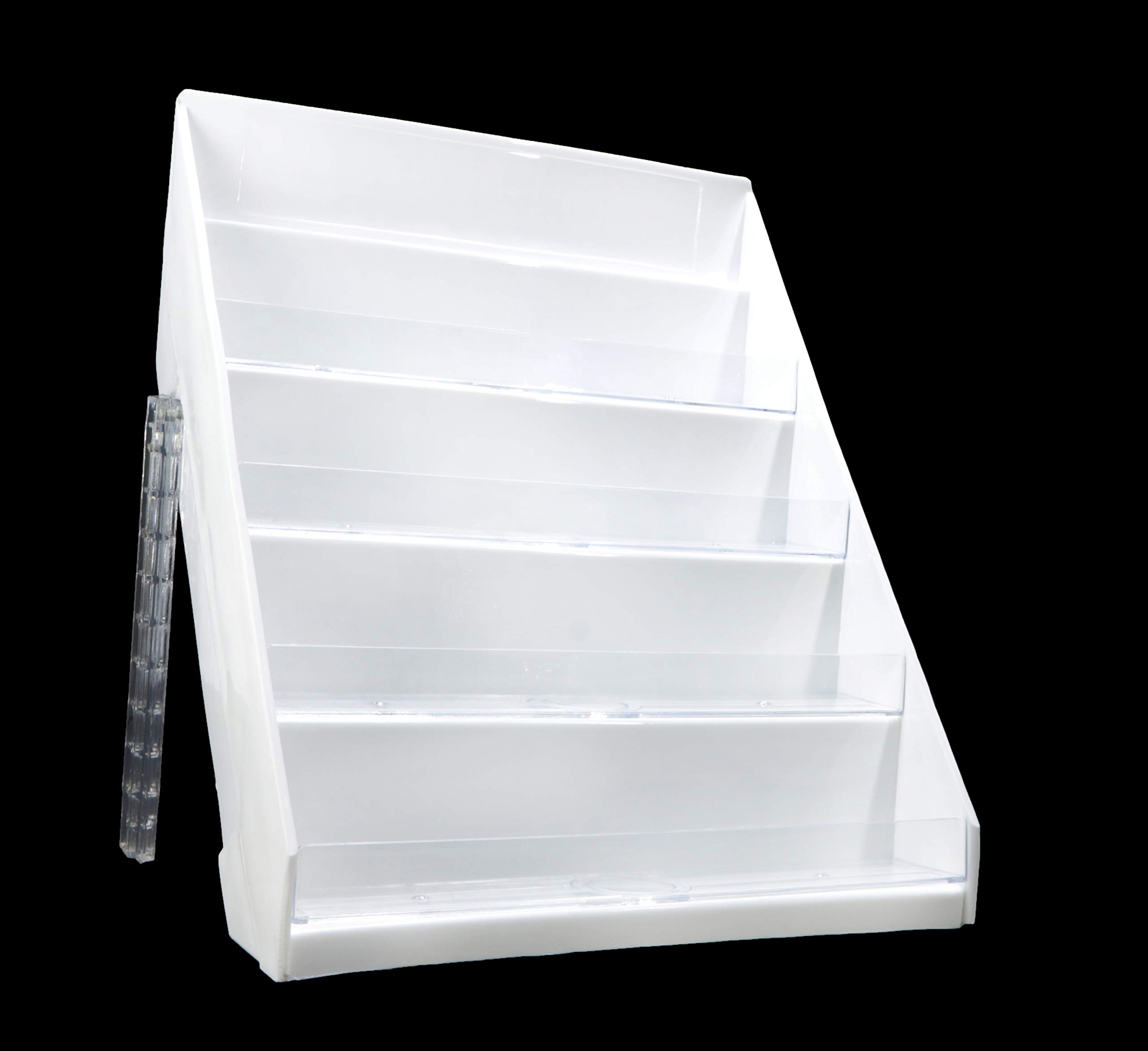 White Cosmetic Display Stand & Hand Purse Organizer - Compact Wallet Holder for Countertop (White/Black) - Perfect for Retail Stores, Makeup Counters & Home Vanity Organization