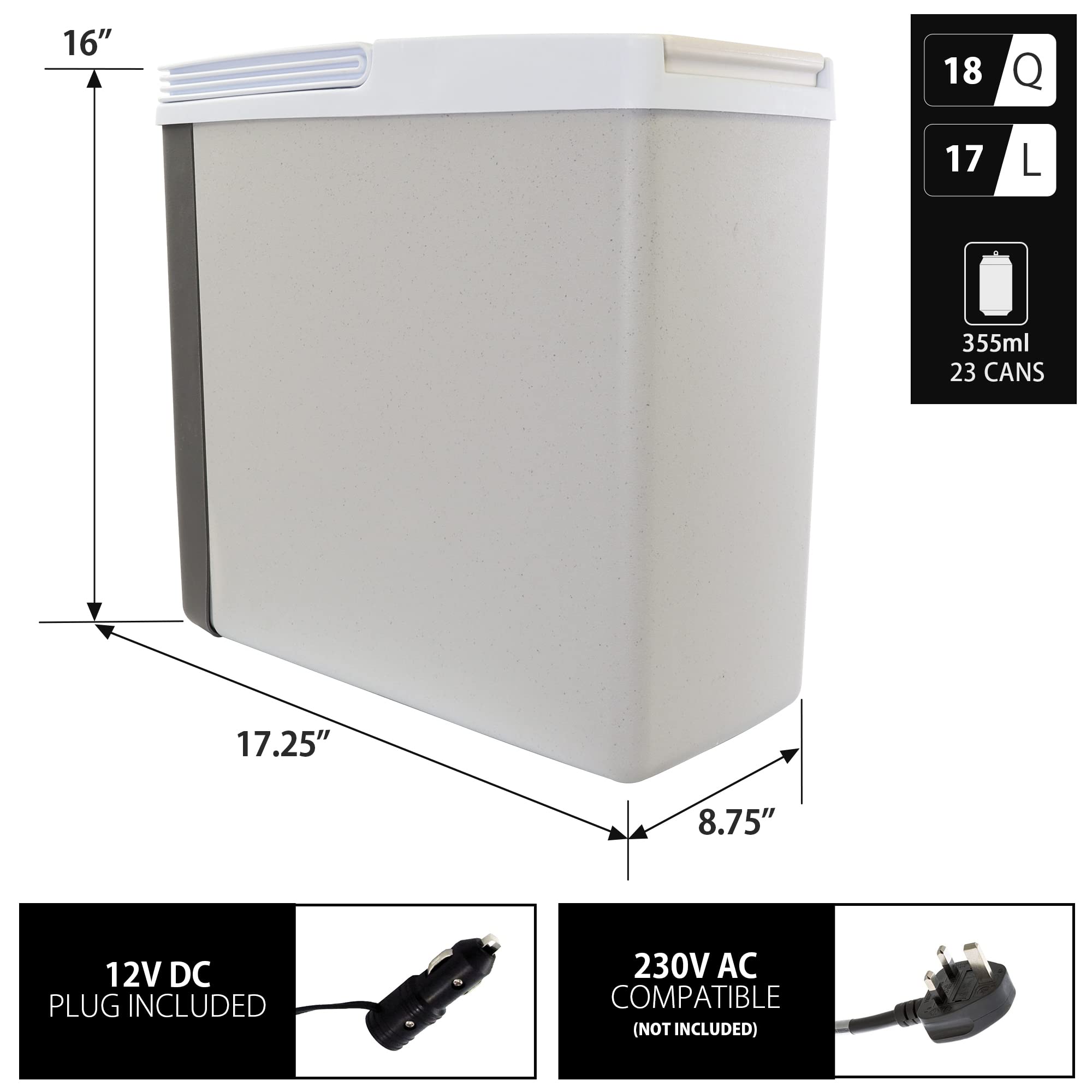 Koolatron 12V Electric Cooler and Warmer - 17L (18 qt) Portable Thermoelectric Fridge for Car, Camping, Travel, Road Trips, Picnics - Compact Lightweight Soft-Sided Cooler Box - Perfect for Outdoor Adventures, Beach Days, and Tailgating Parties
