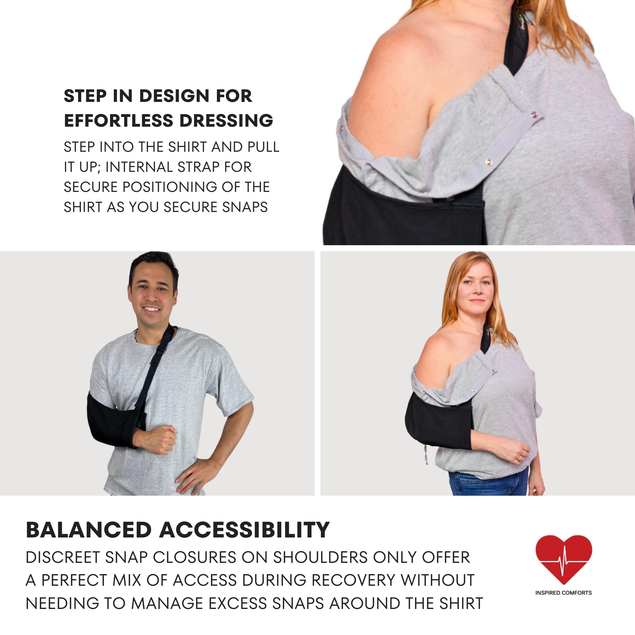 Unisex Post-Surgery Shoulder Recovery Shirt with Hidden Snaps - Ideal for Shoulder Surgery, Physical Therapy & Comfortable Daily Wear