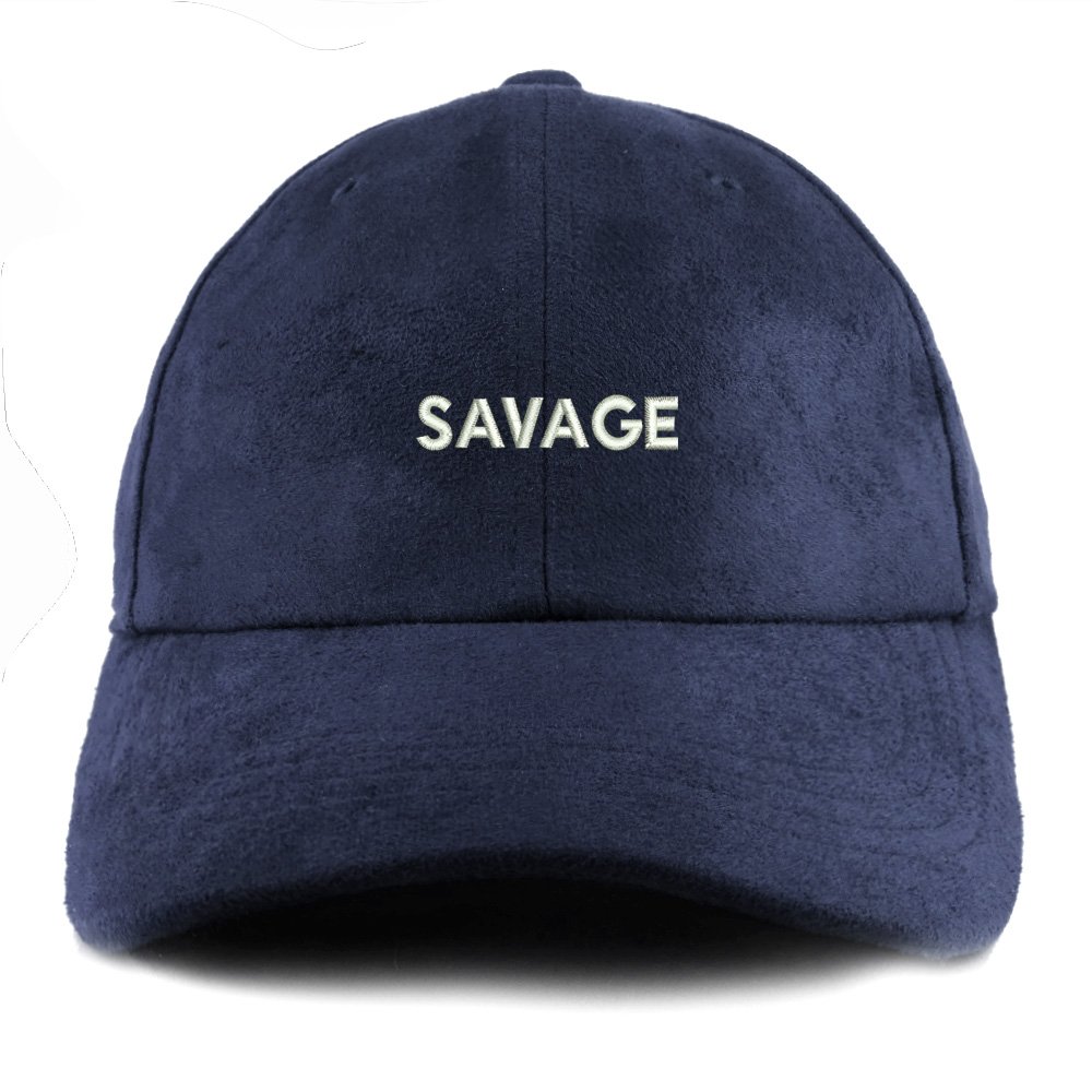 Trendy Savage Embroidered Faux Suede Leather Adjustable Baseball Cap for Men & Women - Perfect for Outdoor Activities, Sports & Fashion Streetwear