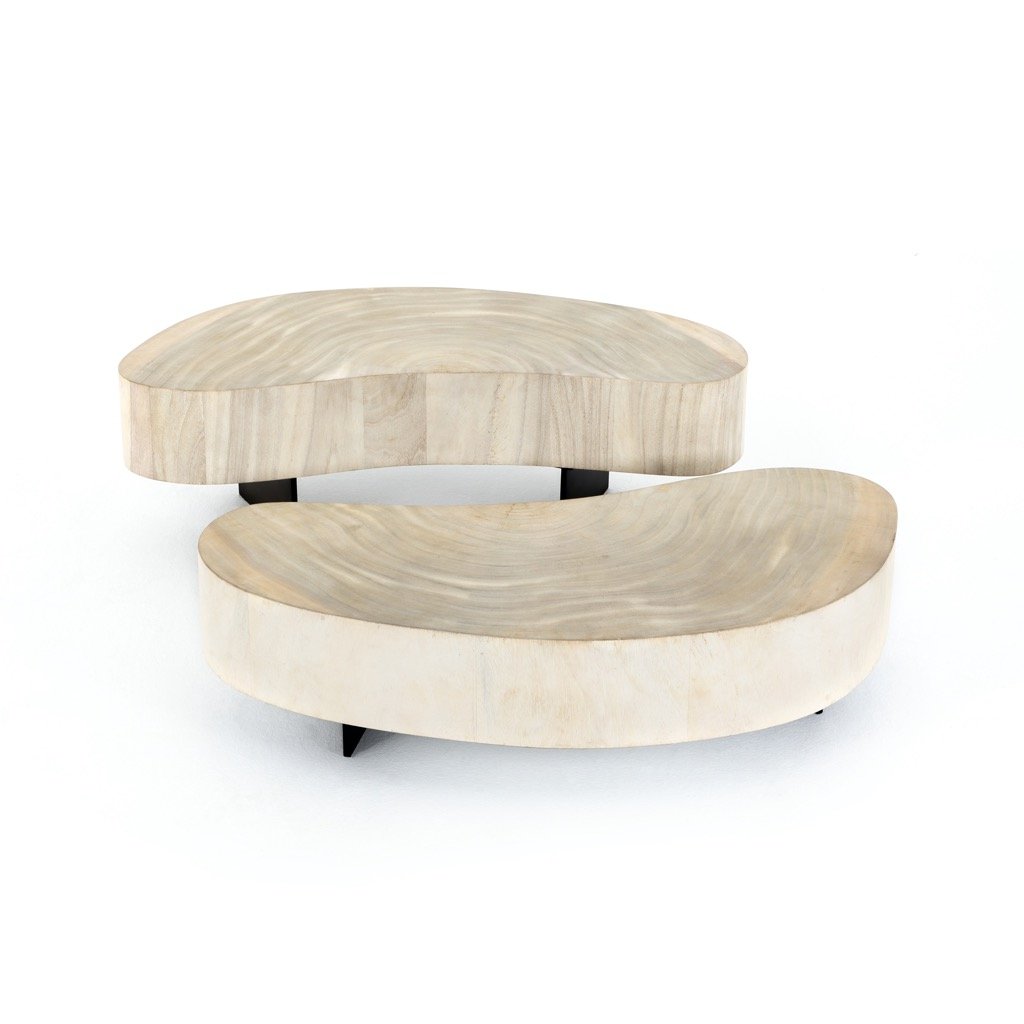 Avett Modern Coffee Table - Bleached Guanacaste Wood - Stylish Living Room Furniture for Home Decor & Small Space