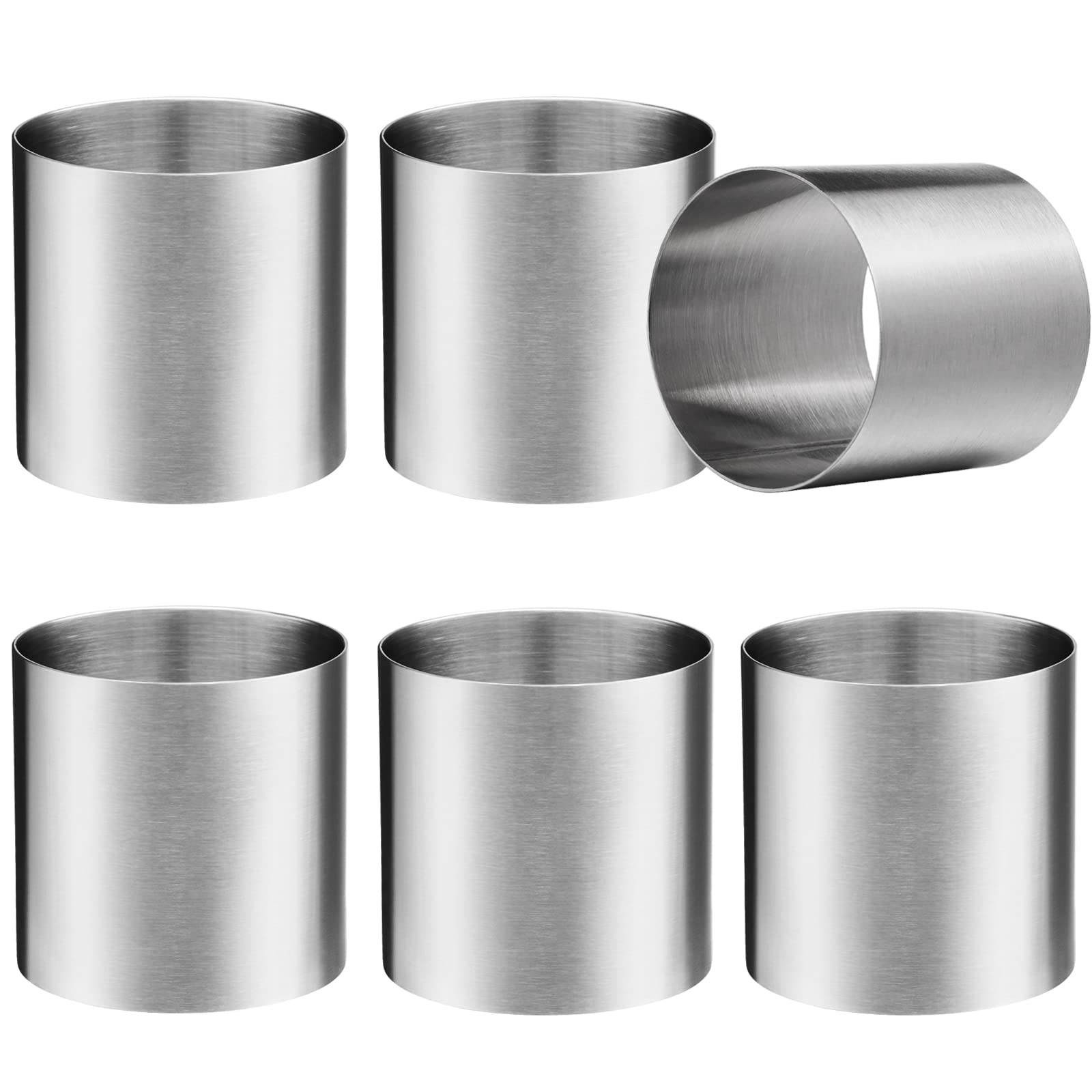 6-Pack Stainless Steel Nonstick Cake Rings - 2x2 Inch Round Tart Molds for Baking, Mousse & Desserts | Perfect for Professional Chefs & Home Bakers