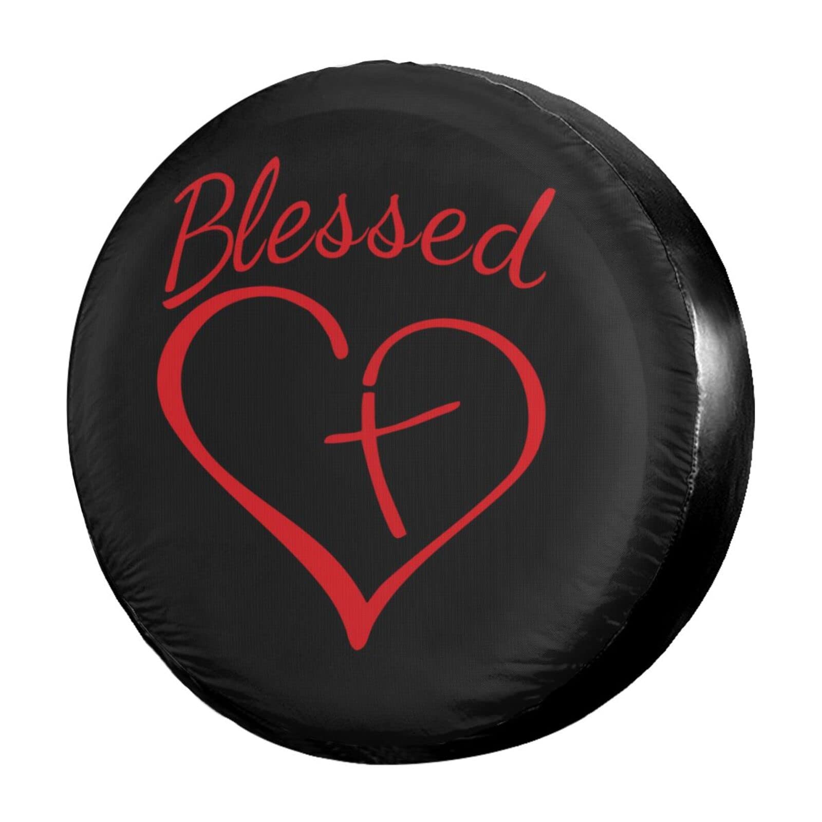 Blessed Heart with Cross Spare Tire Cover - 17 Inch Dustproof Wheel Protector for Trailers, RVs, SUVs & Vehicles | Perfect for Road Trips & Outdoor Adventures