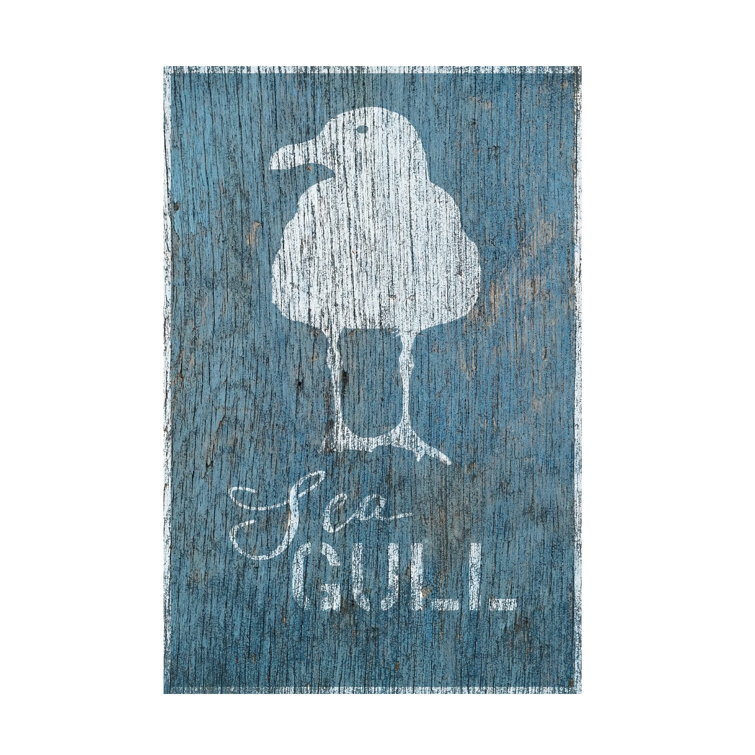 Seagull on Blue Wood Canvas Art Print by Cora Niele - Coastal Beach Decor for Living Room, Bedroom & Office - Handmade Wall Art for Home & Office Decoration