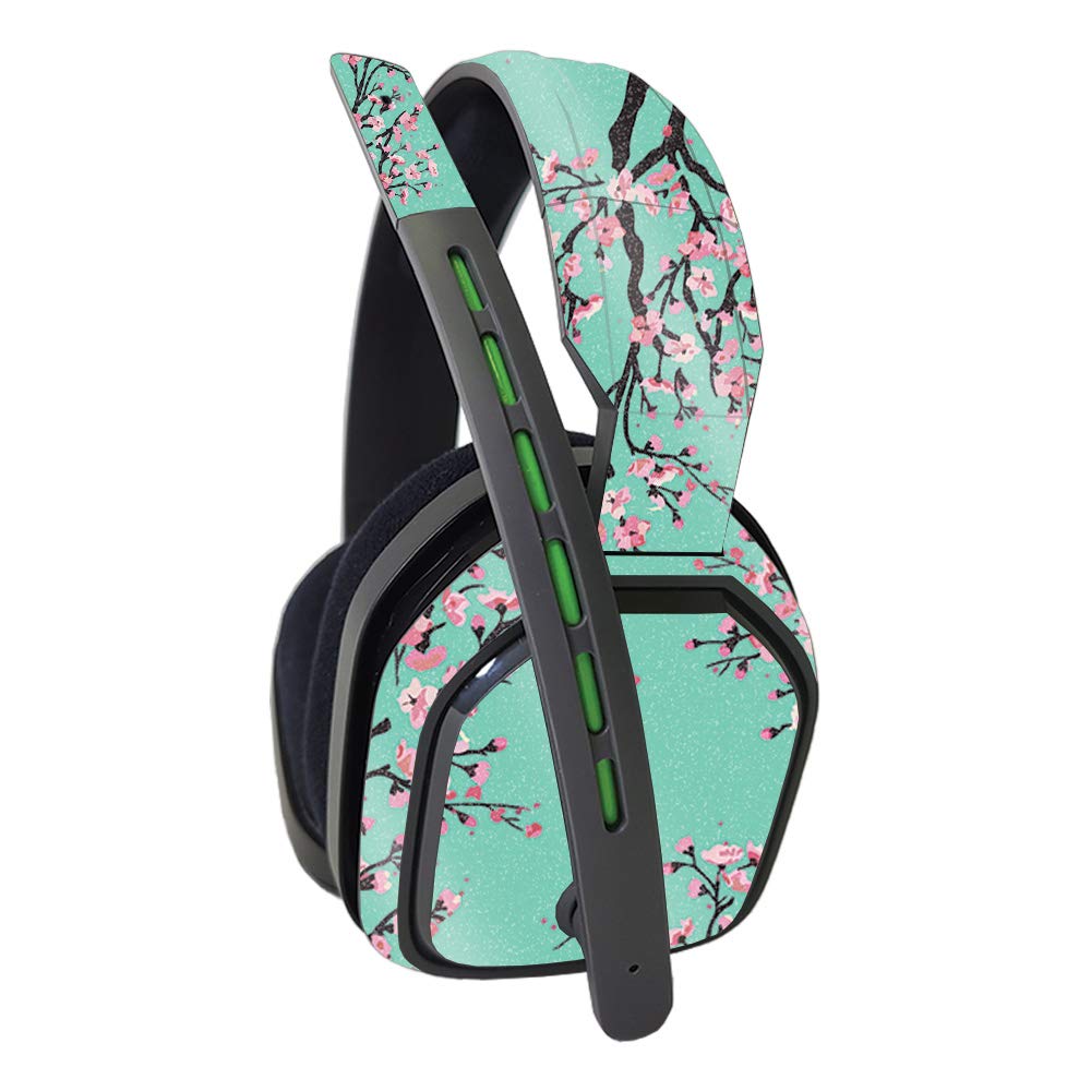 MightySkins Glossy Glitter Skin Cover for Astro A10 Gaming Headset - Cherry Blossom Tree Design | Protective Durable Scratch-Resistant Vinyl Wrap | Easy to Install & Remove | Made in USA | Perfect for Gamers, Streamers & Anime Lovers