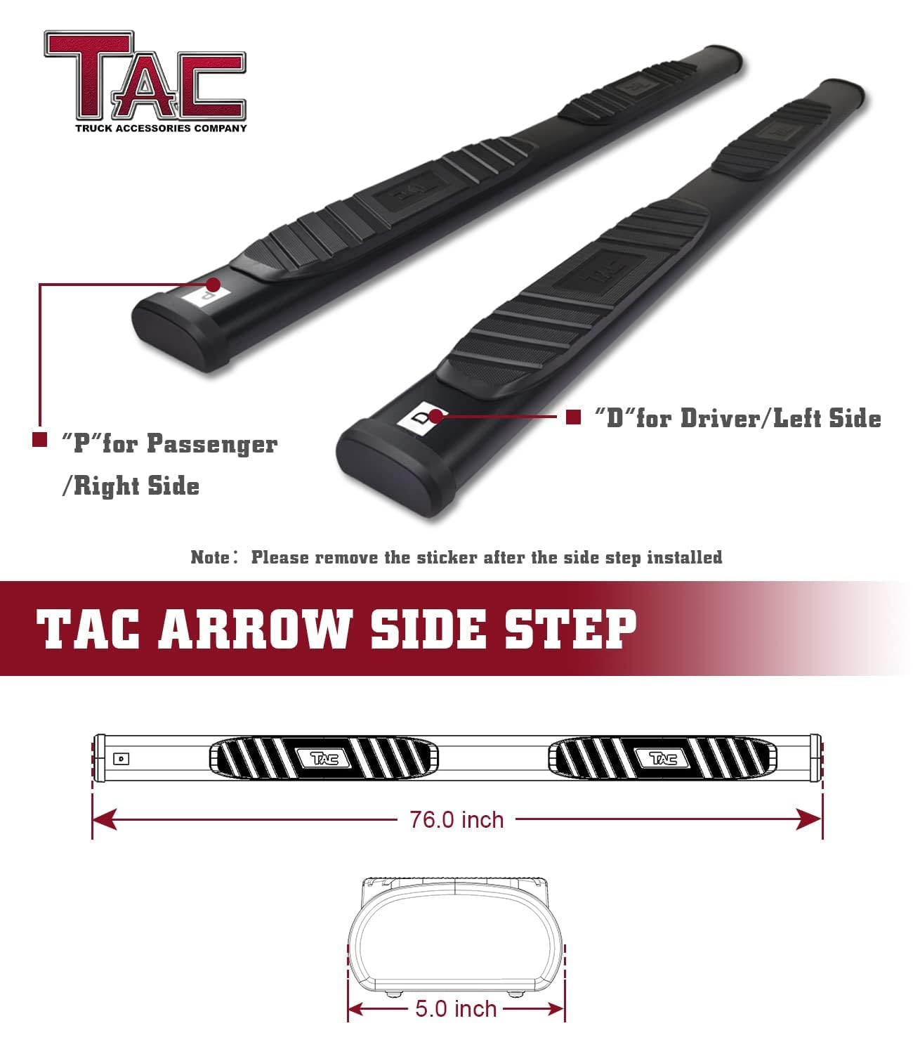 TAC Arrow Side Steps Running Boards for 2015-2025 Chevy Colorado & GMC Canyon Crew Cab - 5