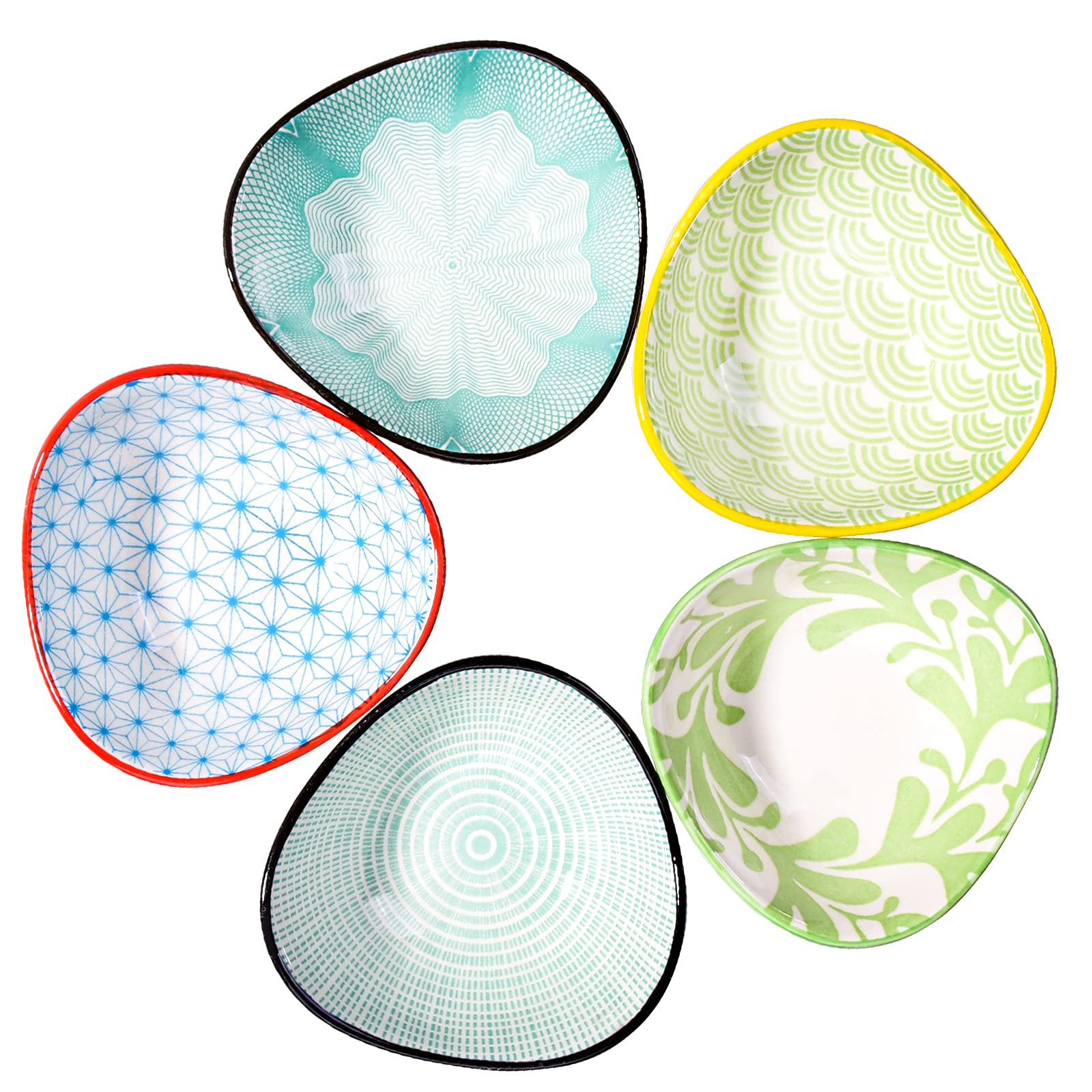 Premium Ceramic Soy Sauce Dish Set of 5 - Small Dipping Bowls for Sushi, Dumplings & Asian Cuisine - Elegant Condiment Dishes for Restaurants, Home Dining & Party Serving