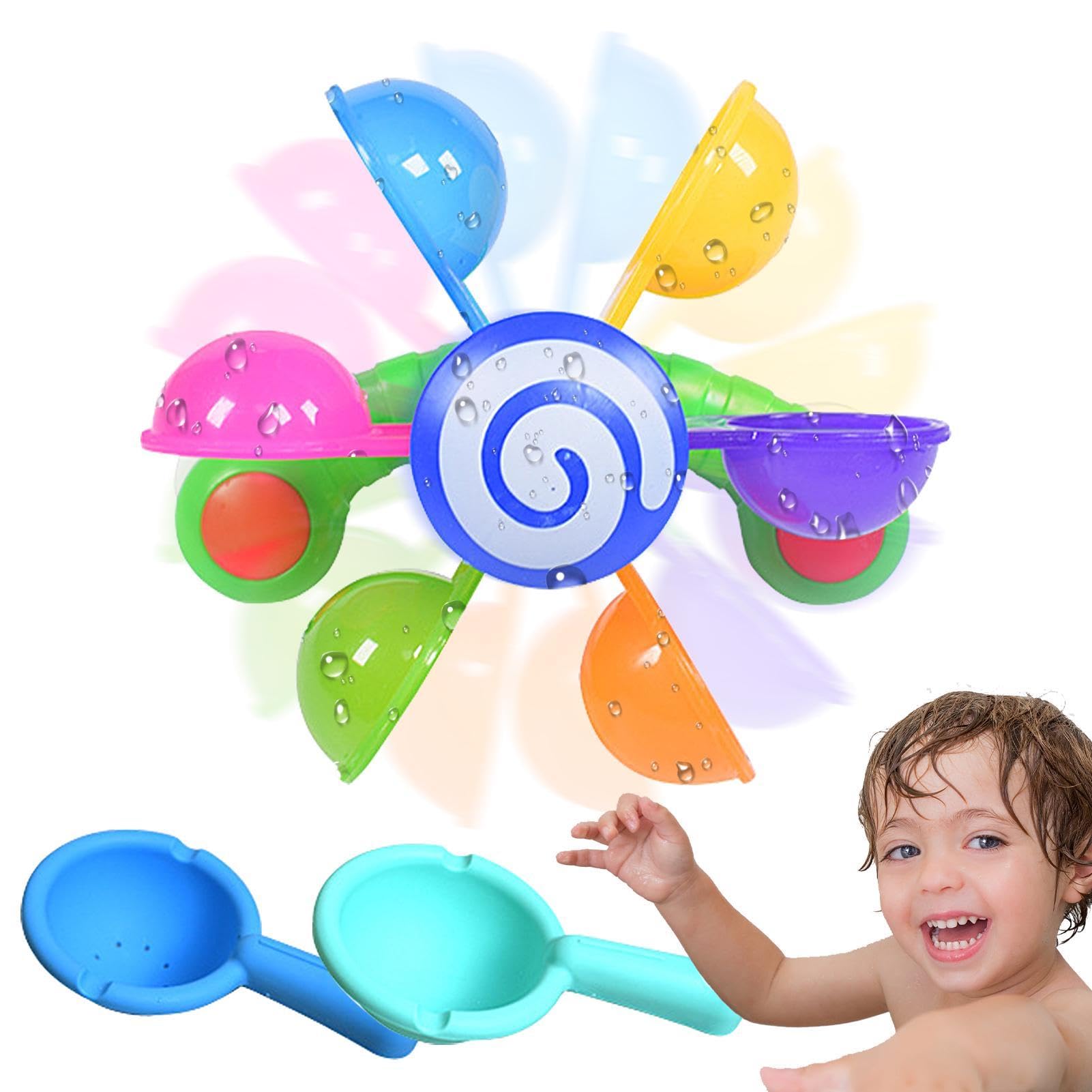 Rotating Waterwheel Bath Toy for Kids - Colorful Bathtub Spinner with Suction Cup, Fun Fountain Toy for Bath Time, Pool, Beach & Outdoor Play - Perfect for Sensory Play & Water Activities