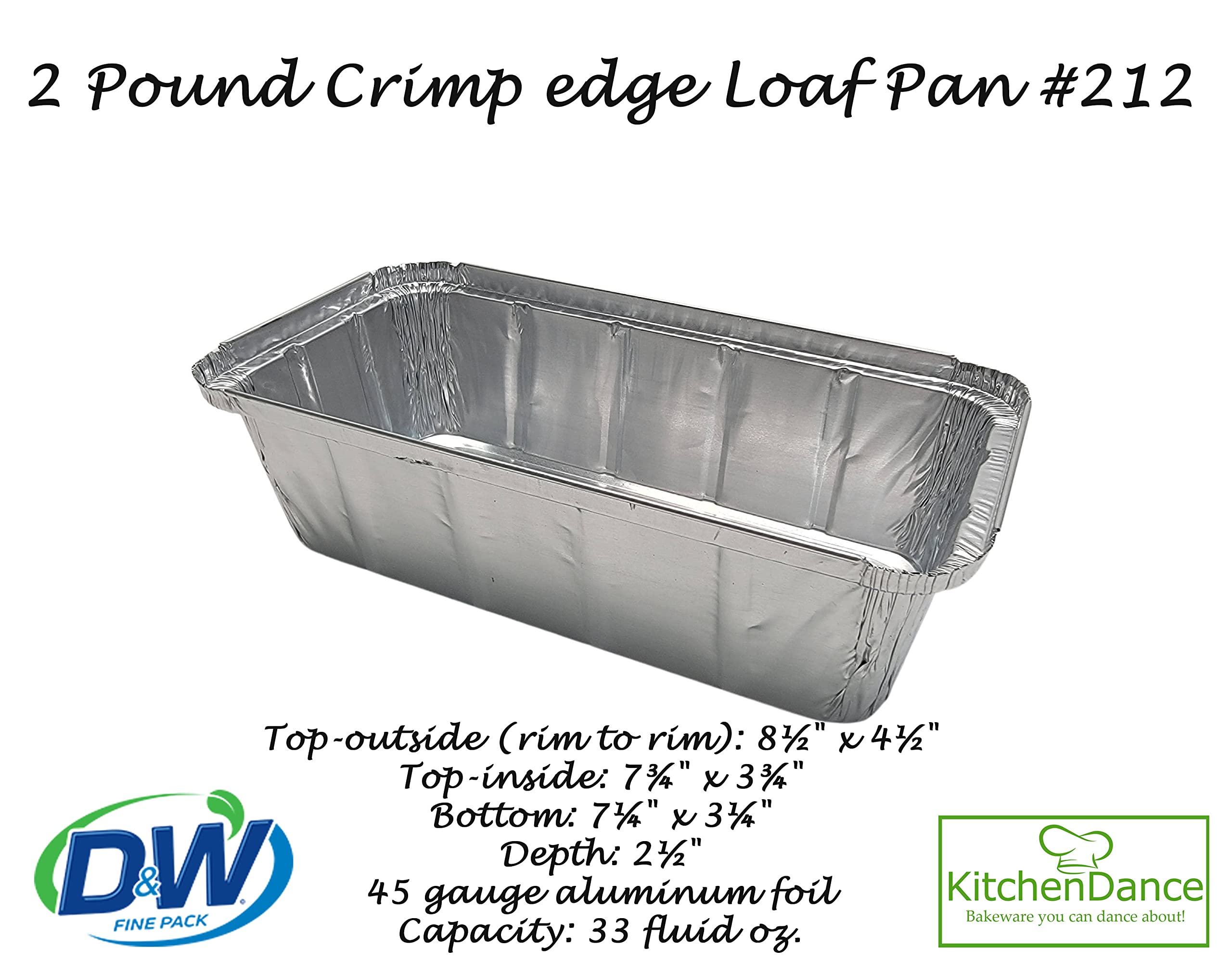 D&W Fine Pack 2 lb Aluminum Foil Loaf Pan with Lid - 100 Count Disposable Baking Pans for Bread, Cake & Meal Prep - Perfect for Home Baking, Restaurants & Catering Services