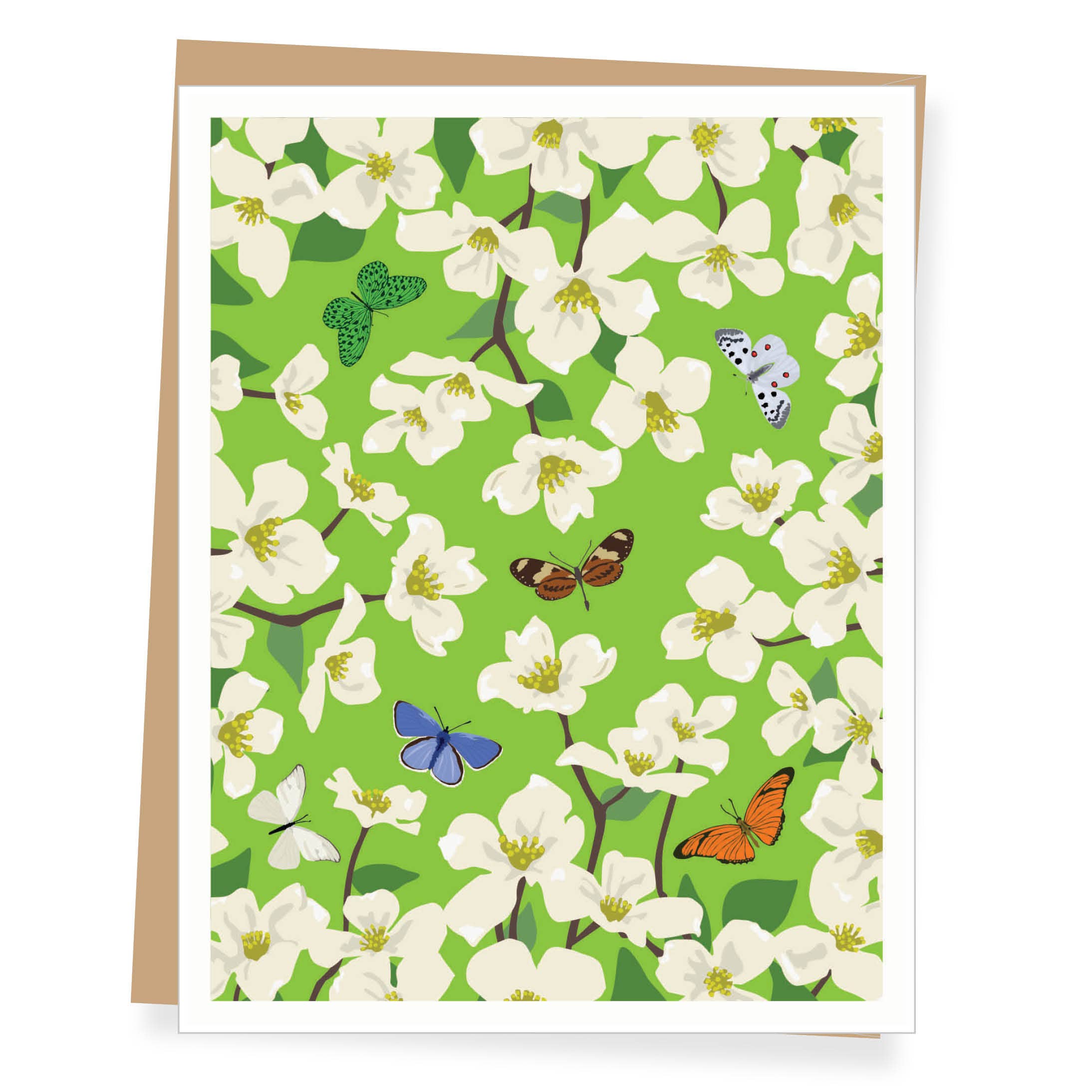 Blank Dogwood Greeting Cards - Set of 2 Elegant Floral Note Cards for Apartment Warming, Thank You Notes & Special Occasions (Single or Boxed Options)