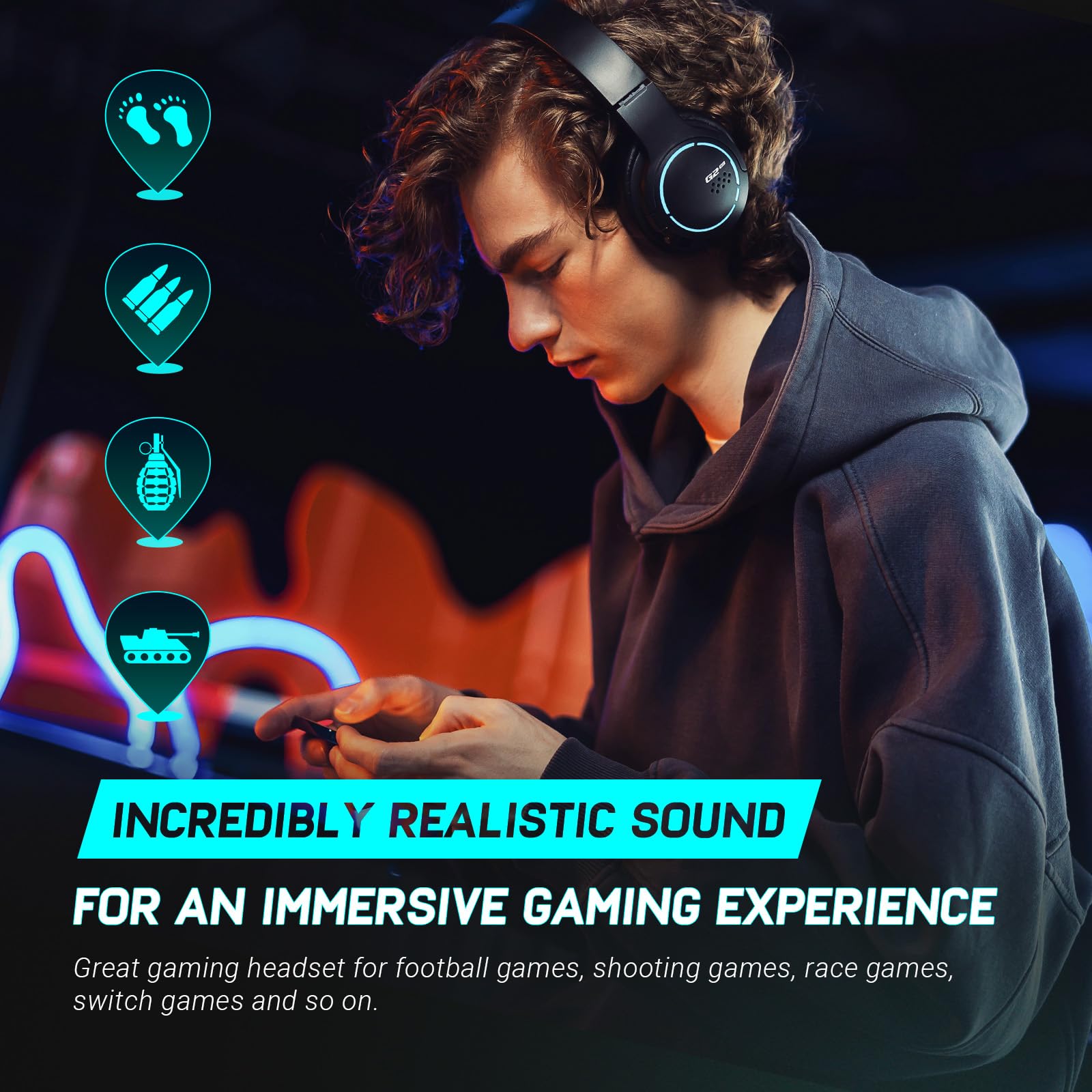 Edifier Hecate G2BT Wireless Gaming Headset with Noise Cancelling - Bluetooth Headphones for Mobile, Tablet, Laptop, Nintendo Switch - Dual Microphones, Ultra Low Latency, RGB Lighting (Black) - Perfect for Online Gaming, Streaming & Remote Work