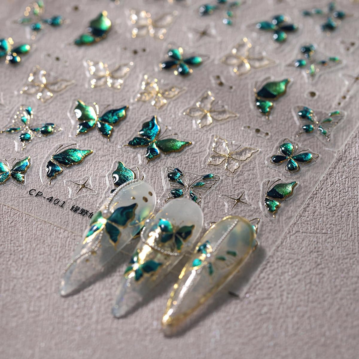 5D Blue Butterfly Nail Stickers - Self-Adhesive Spring Crystal Jelly Nail Art Decals for Manicure & Nail Decoration | Perfect for Parties, Weddings, and Everyday Glam