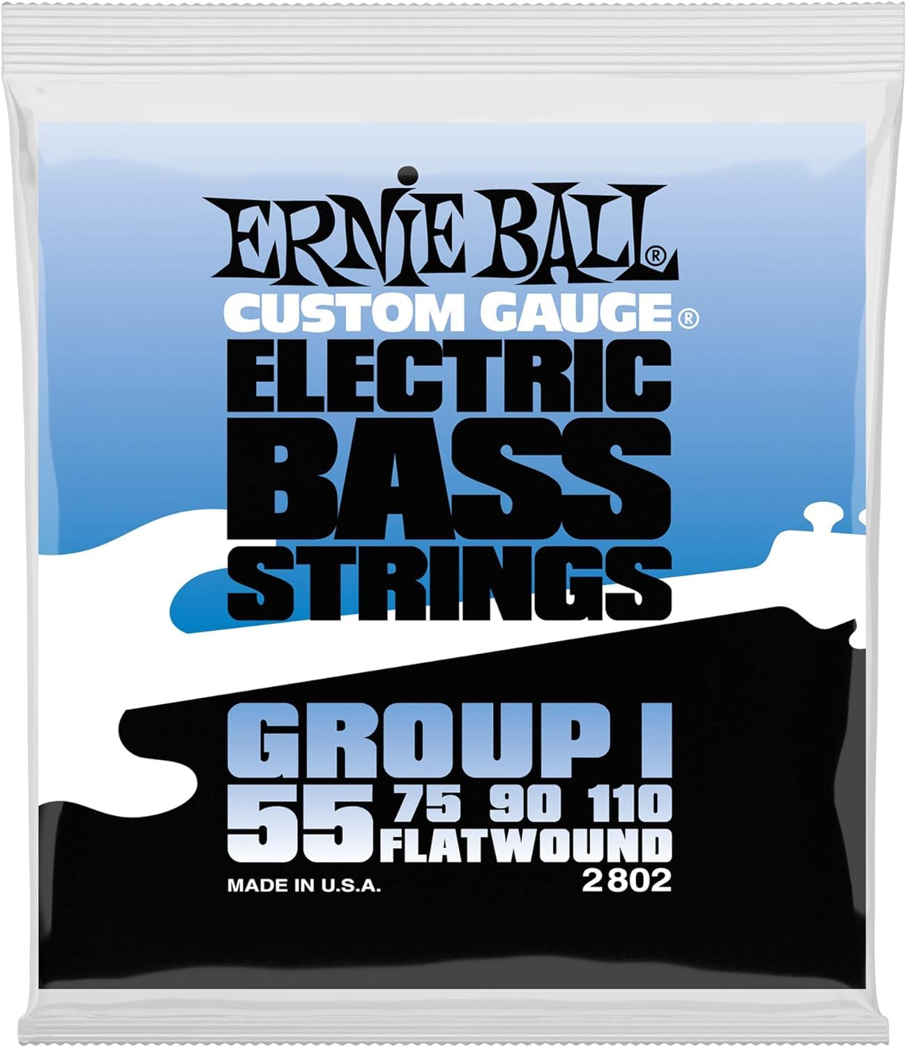 Ernie Ball Group I Flatwound Bass Guitar Strings 55-110 Gauge (P02802) - Smooth Jazz & Classic Rock Tone for Professional Bass Players - Perfect for Studio Recording & Live Performances