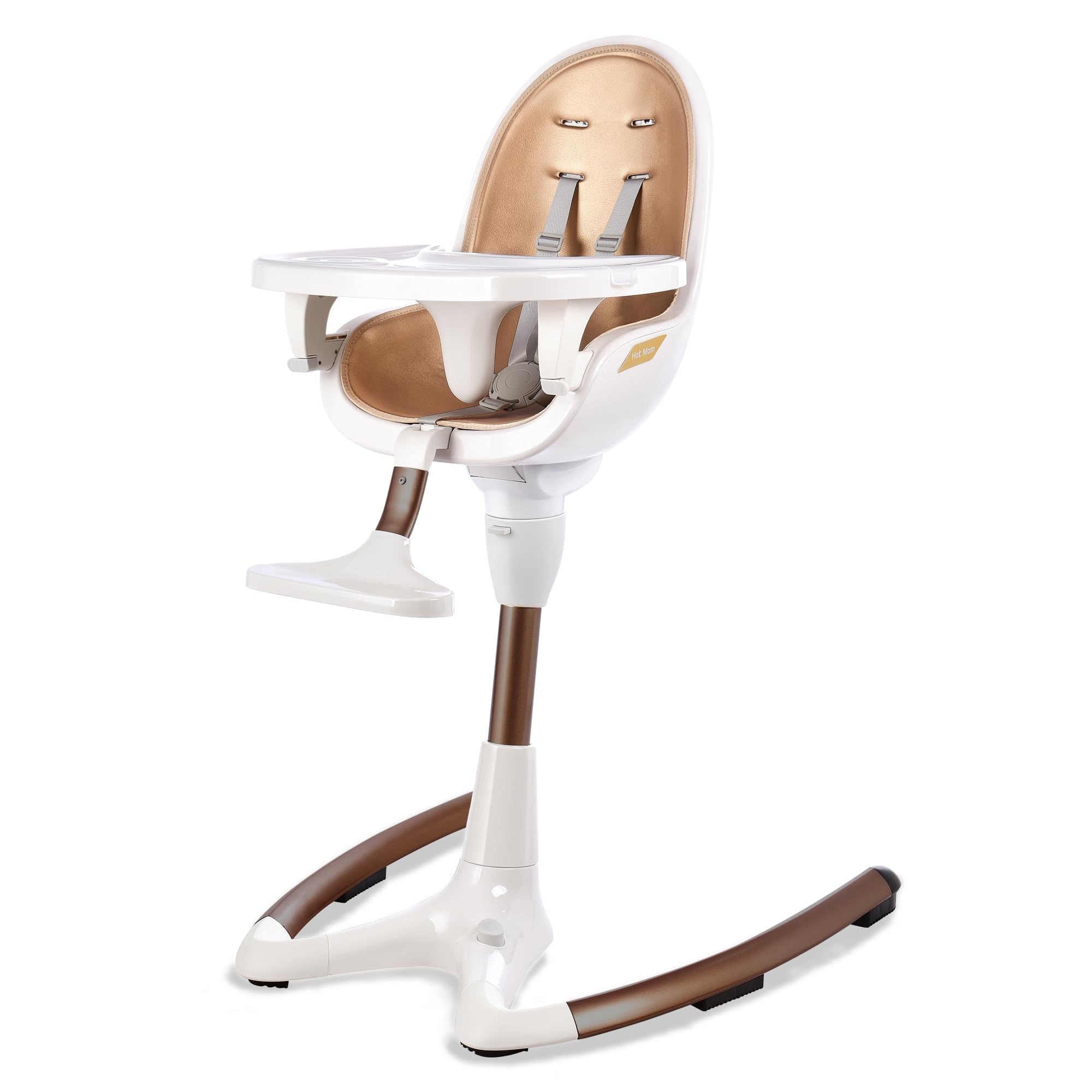 Premium Adjustable Baby High Chair with Double Tray - Ergonomic Lift Height & Seat Angle for Comfortable Feeding - Luxury White Gold Design for Modern Nurseries - Perfect for Mealtime, Playtime & Learning Activities