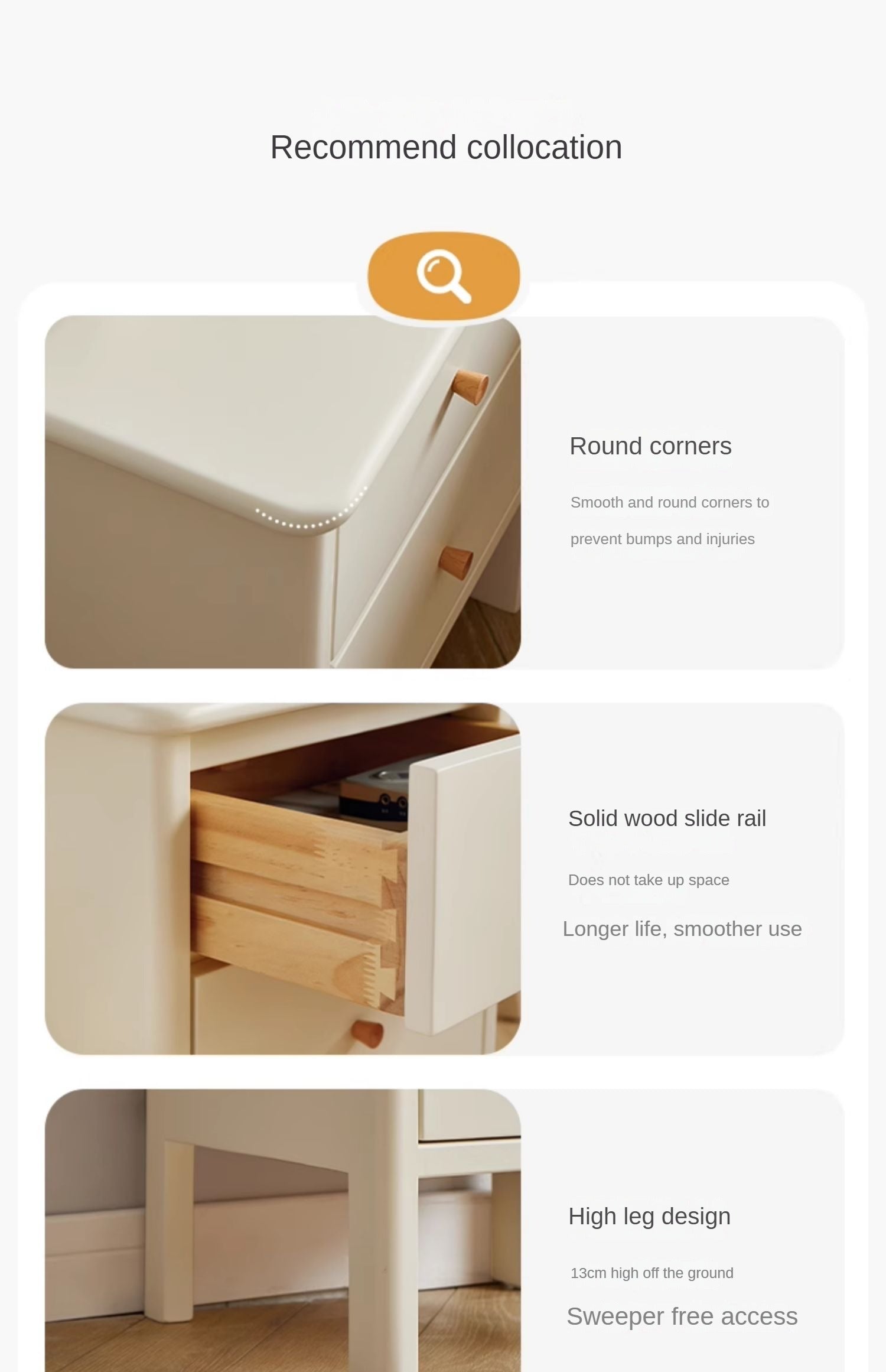 Premium White Beech Solid Wood Nightstand - Elegant Bedside Table for Bedroom, Guest Room & Nursery - Durable & Stylish Storage Solution