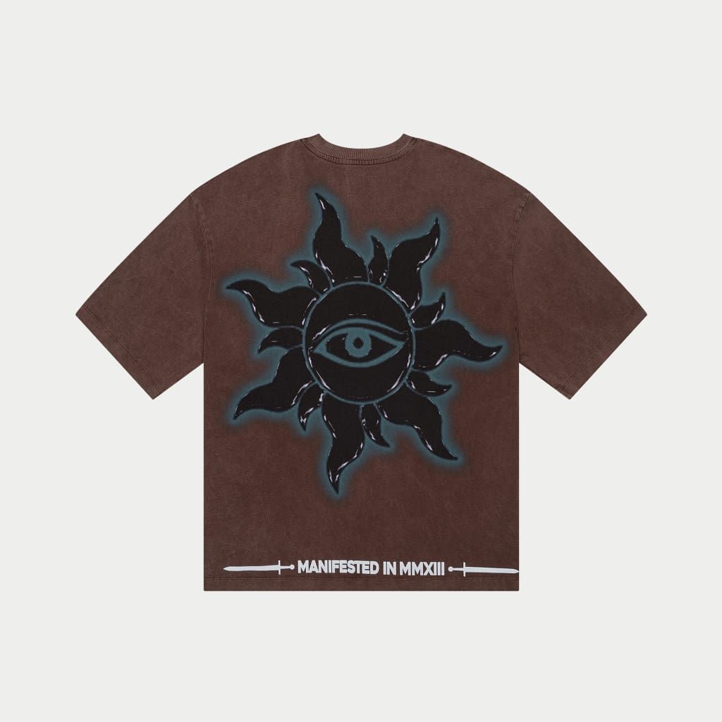 GODSPEED Squadron Vintage Wash T-Shirt for Men - Soft Brown Distressed Cotton Tee - Casual Streetwear & Retro Gaming Outfit