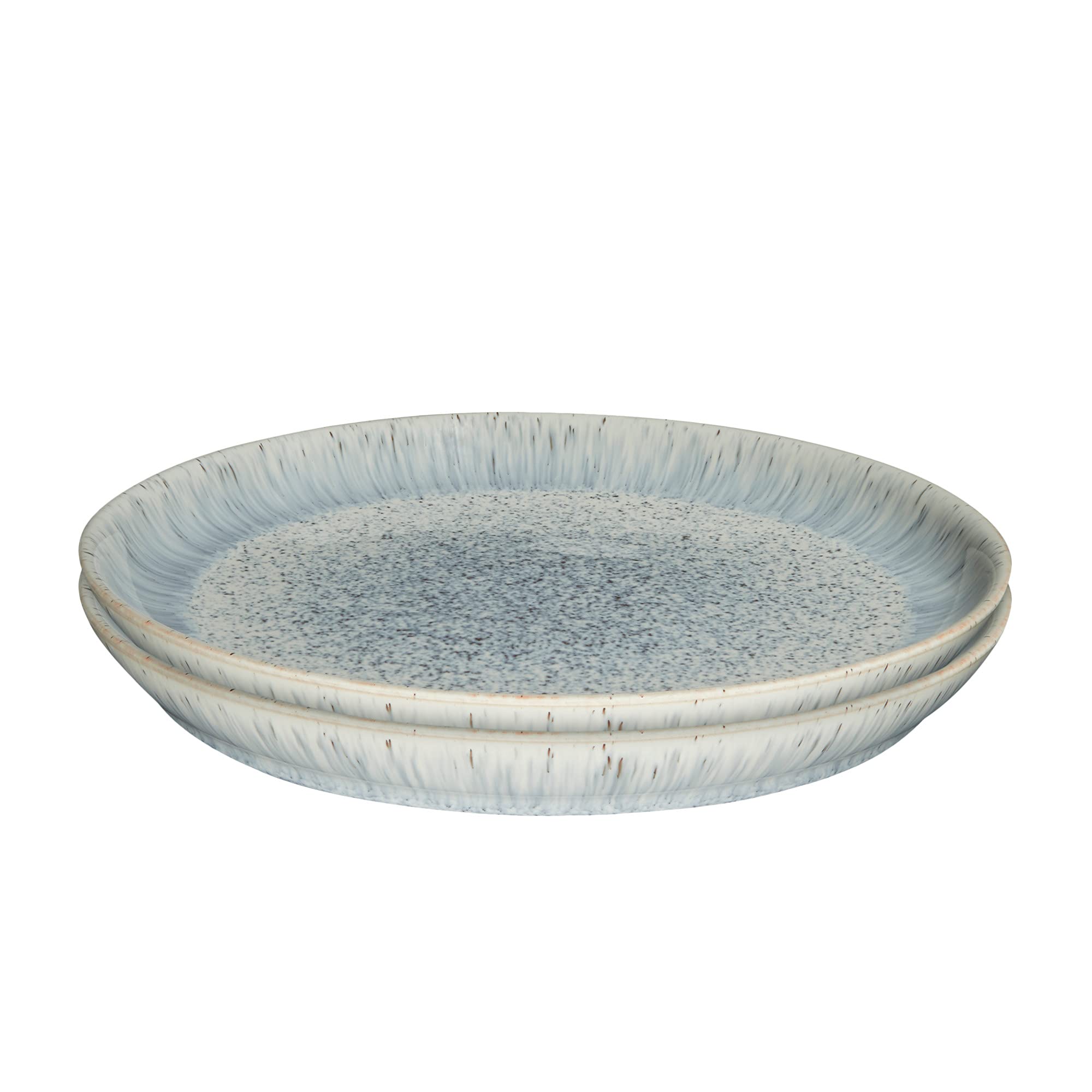 Denby Halo Speckle 4-Piece Dinner Plate Set - 26cm Glazed Stoneware, Microwave & Dishwasher Safe, Chip Resistant - Grey Neutral Patterned Tableware for Everyday Dining & Entertaining