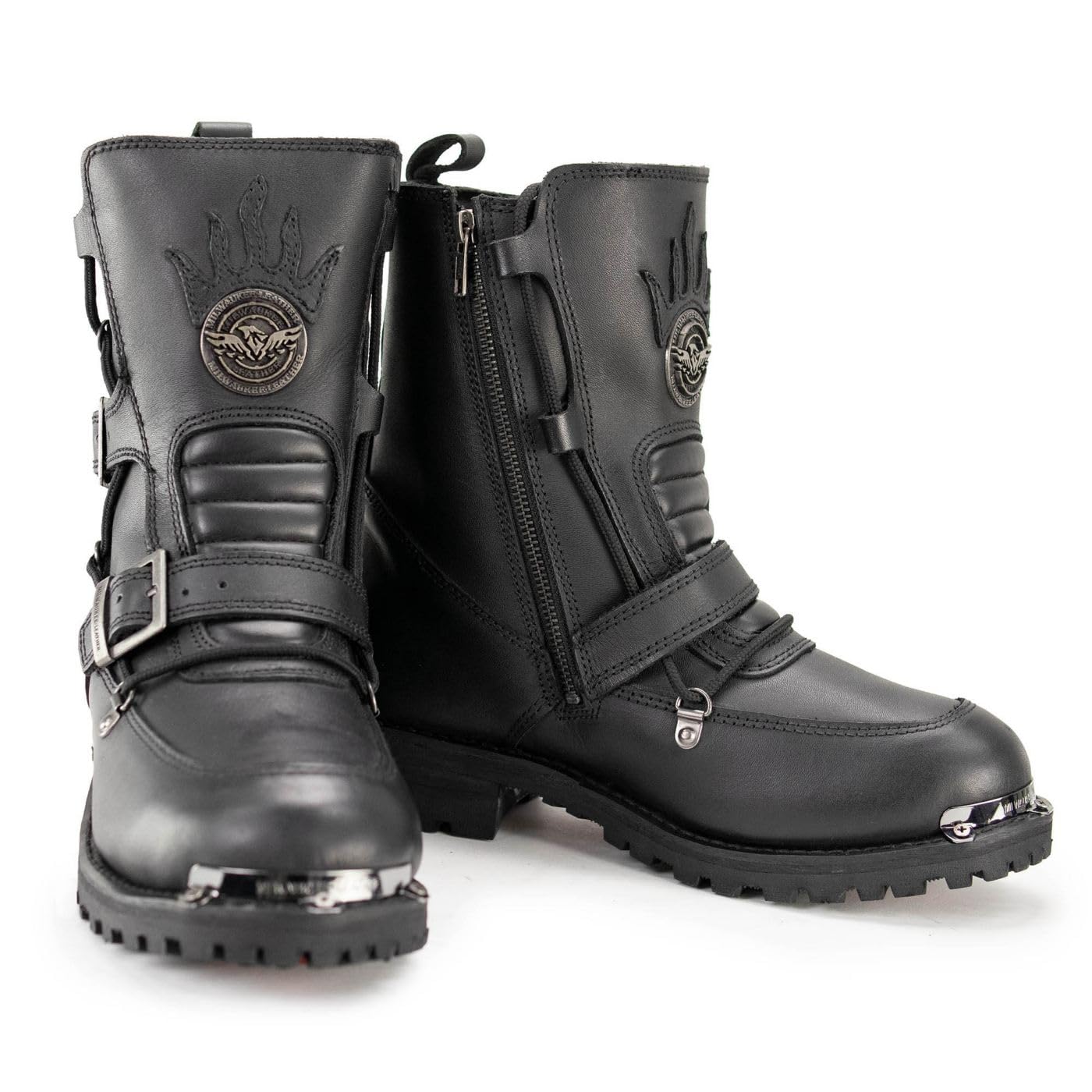 Milwaukee Leather Men's Motorcycle Boots - Black, Size 12 US - Durable Riding Boots for Cruiser & Harley Davidson Bikers
