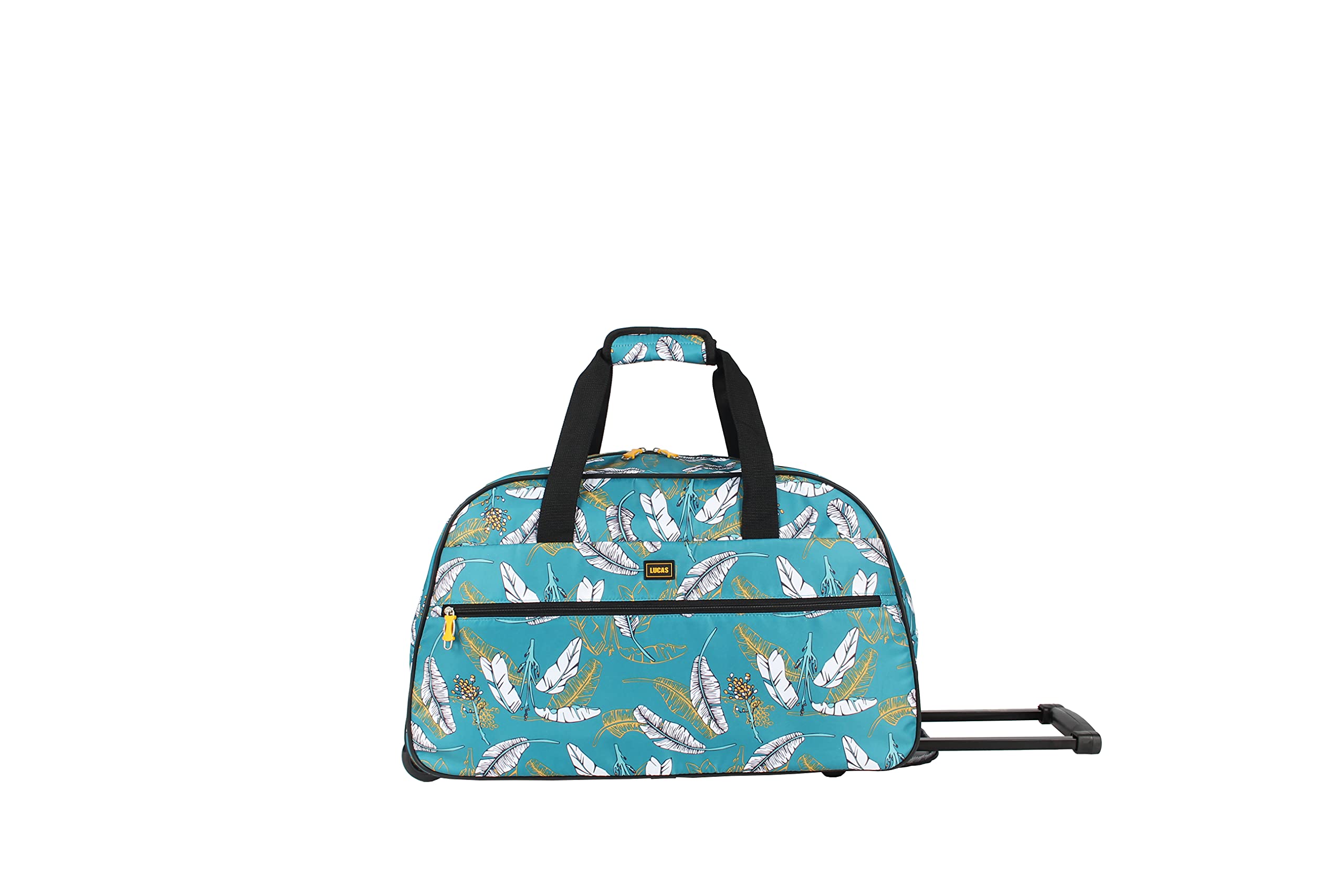 Lucas Designer 22 Inch Lightweight Carry On Duffel Bag with Rolling Wheels - Perfect for Weekender Overnight & Business Travel - SEA FORM & SPIRIT Patterns - Ideal for Airplane Trips, Gym Visits and Weekend Getaways