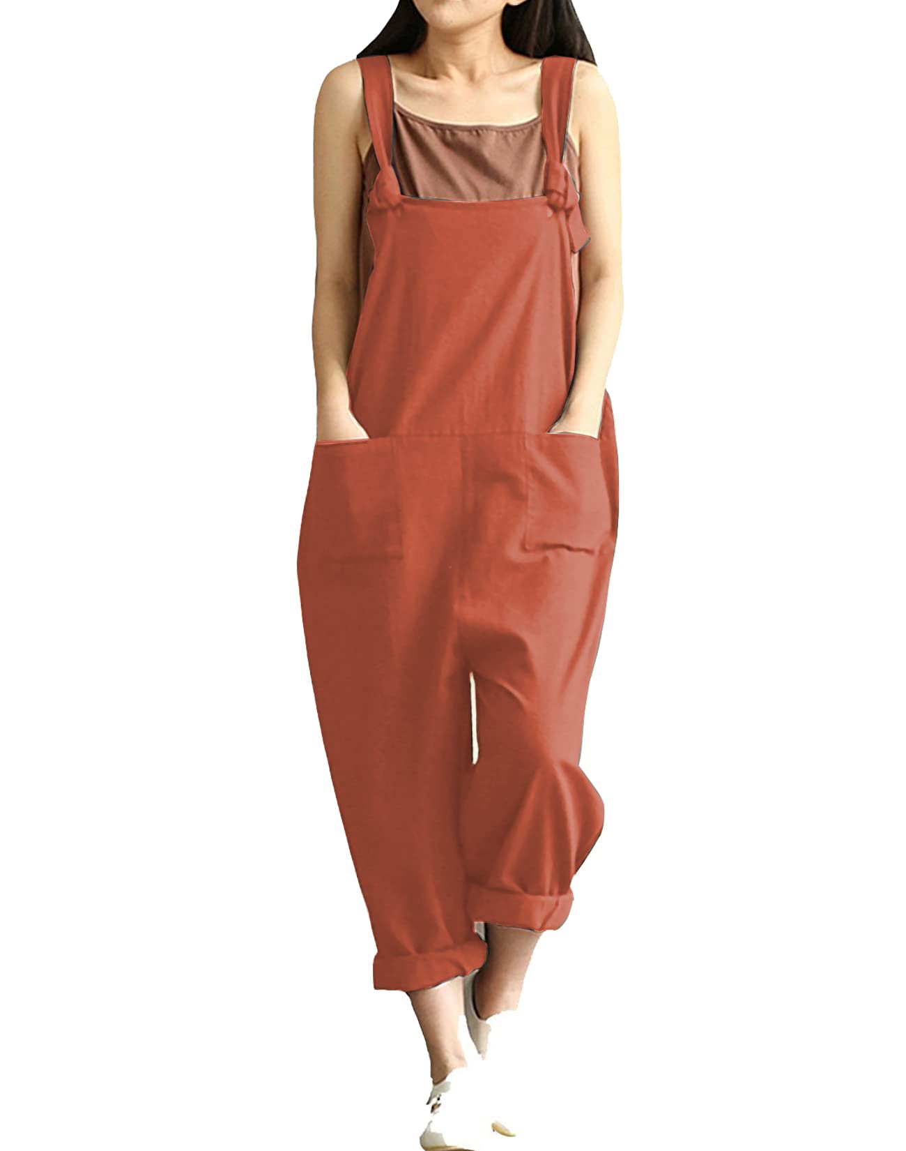 Aedvoouer Women's Plus Size Wide Leg Jumpsuit - Loose Cotton Linen Overalls with Bib Pants | Casual Outfit for Summer, Work & Streetwear Fashion