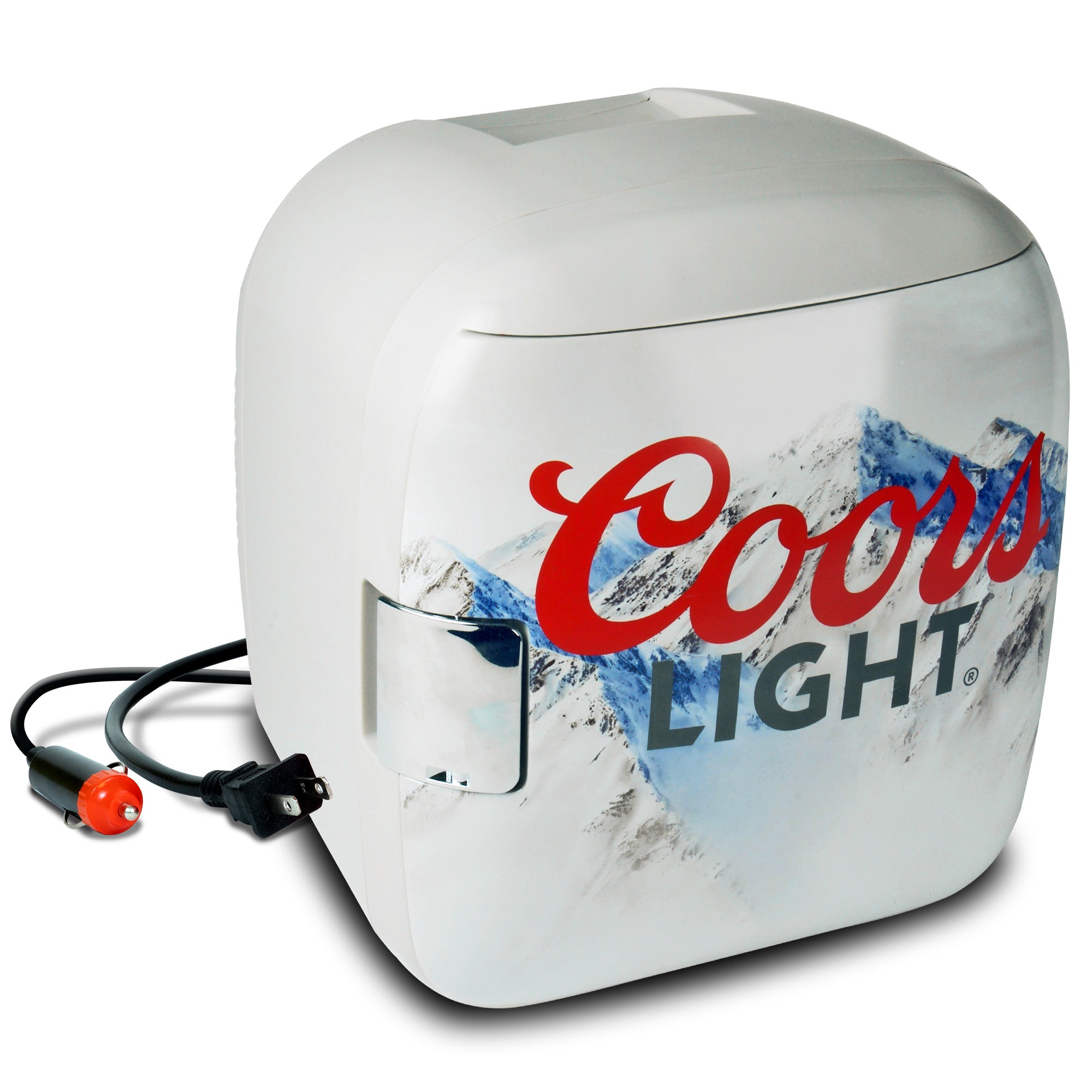 Coors Light 12 Can Portable Mini Fridge - 12V DC/110V AC Cooler & Warmer (7.9L/8.3 qt) for Beer, Snacks, Lunch & Takeout - Includes 12V & AC Cords - Perfect for Home, Office, Dorm, Car & Travel - Compact Gray Cooler for Camping, Road Trips & Outdoor Adventures