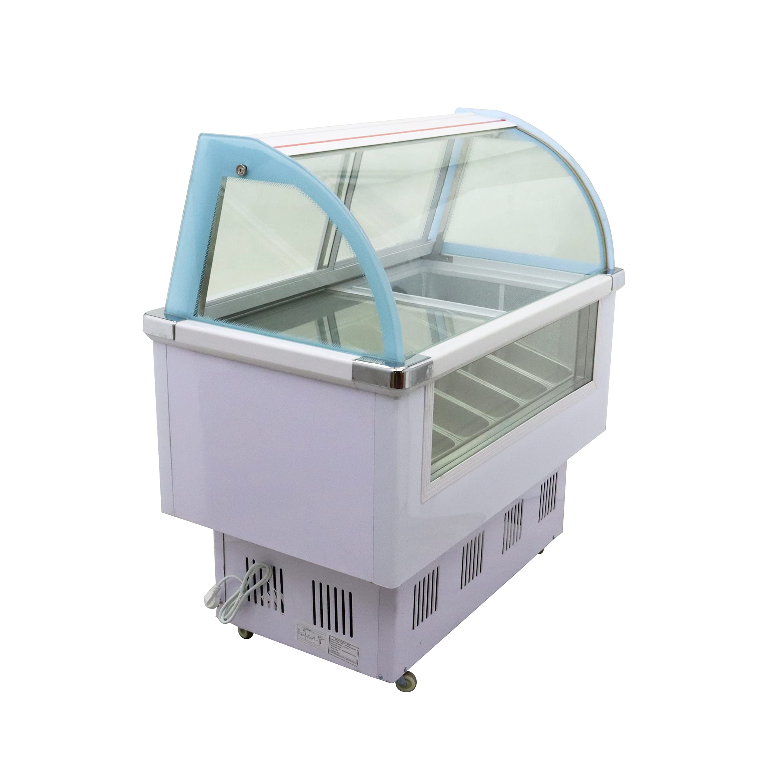 INTSUPERMAI 12 Pan Commercial Hard Ice Cream Showcase Freezer - 170L Gelato & Dipping Cabinet Display Case (110V) - Perfect for Ice Cream Shops, Bakeries, and Dessert Stores
