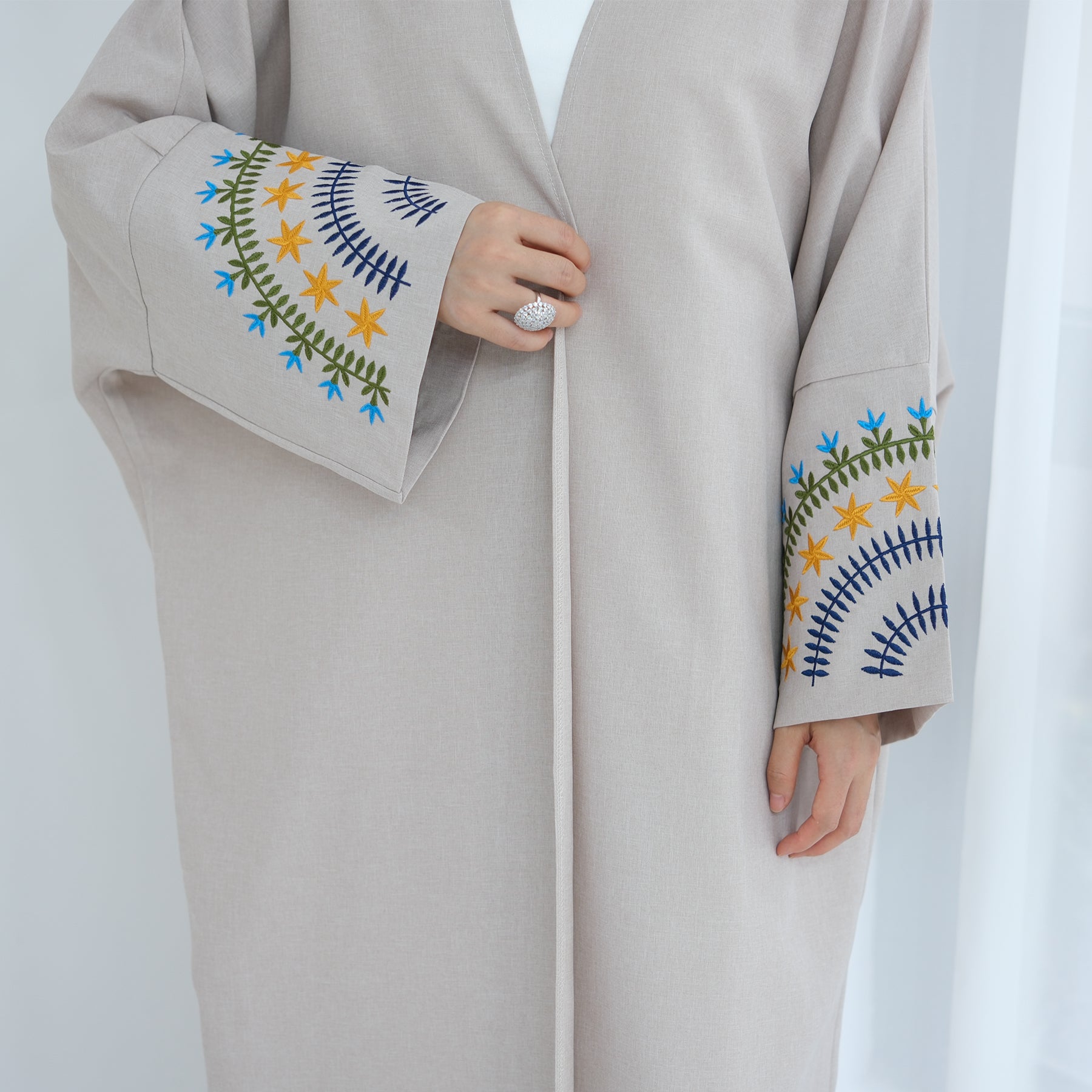 Carin Embroidered Kimono Duster Cardigan - Women's Lightweight Open Front Cover Up for Spring & Summer - Perfect for Beach, Vacation, and Boho Style Outfits