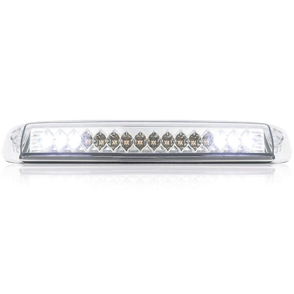 RECON Clear 3rd Brake Light Kit with Red & White LED Lights - Compatible with 1999-2006 GMC Sierra & Chevy Silverado 1500/2500/3500 Models - Clear Lens for Enhanced Visibility & Style - Perfect for Truck Upgrades & Nighttime Safety