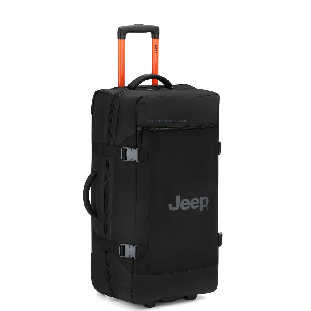 Jeep 2 Wheel 29-Inch Rolling Duffle Bag - Black Travel Luggage for Men & Women, Perfect for Gym, Camping, and Weekend Getaways