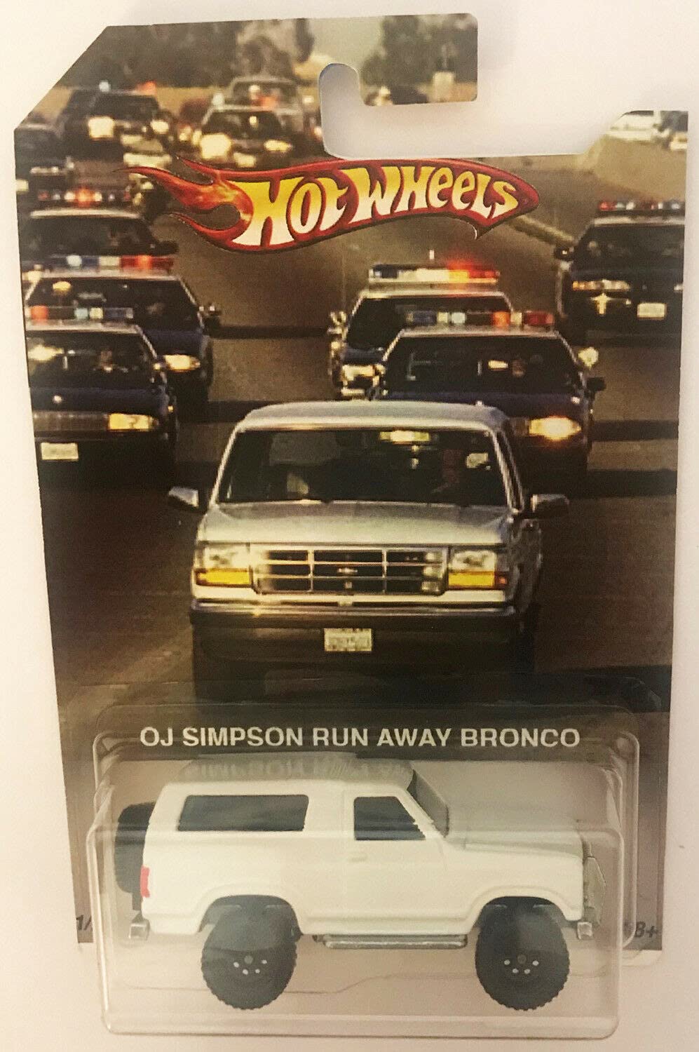 Custom Made Hot Wheels OJ Simpson 1985 Ford Bronco with Real Riders Rubber Wheels - Limited Edition 1/25 Scale Diecast Model Car for Collectors & Display