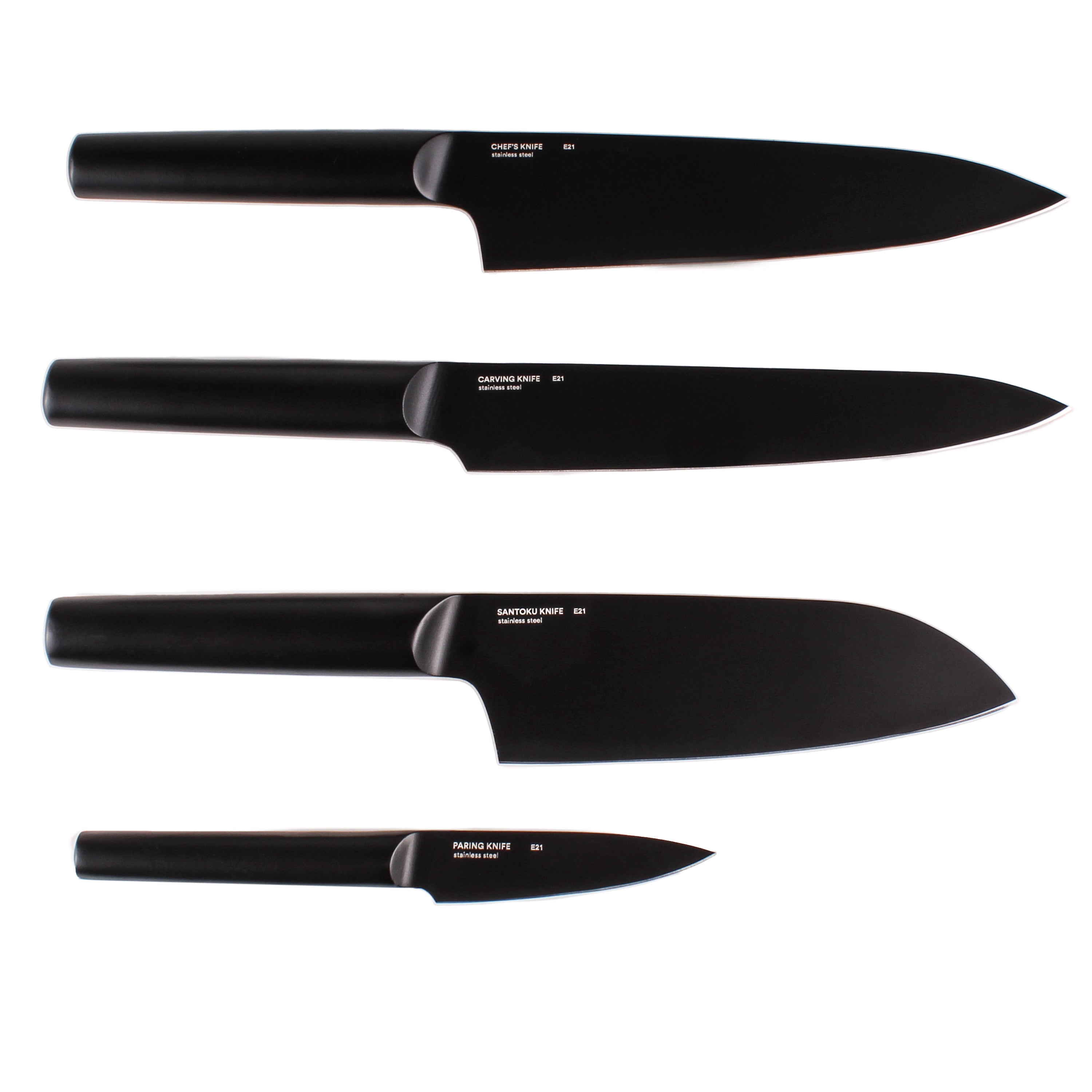 BergHOFF Ron 4-Piece Stainless Steel Knife Set - Black - Perfect for Kitchen, Cooking, and Food Prep