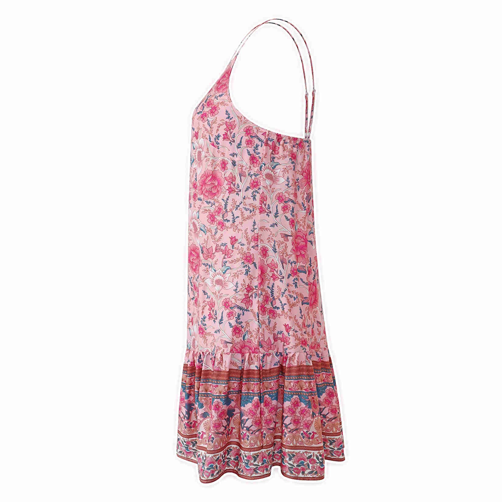 Watoriwa Women's Bohemian Print Summer Dress - V-Neck, Sleeveless, Spaghetti Strap Sundress & Beach Coverup for 2025 | Perfect for Beach Vacations, Pool Parties & Summer Outings
