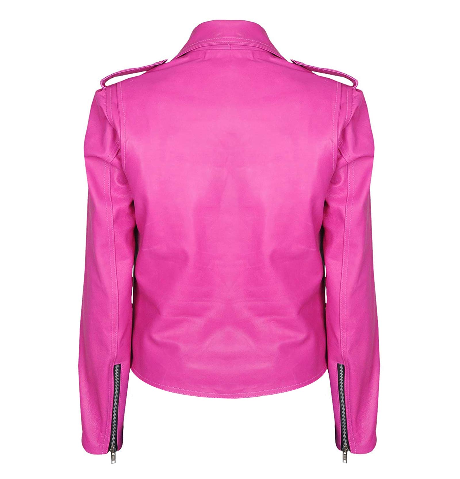 Women's Hot Pink Short Leather Motorcycle Jacket - Stylish Biker Jacket for Ladies, Perfect for Riding, Casual Outfits & Night Out