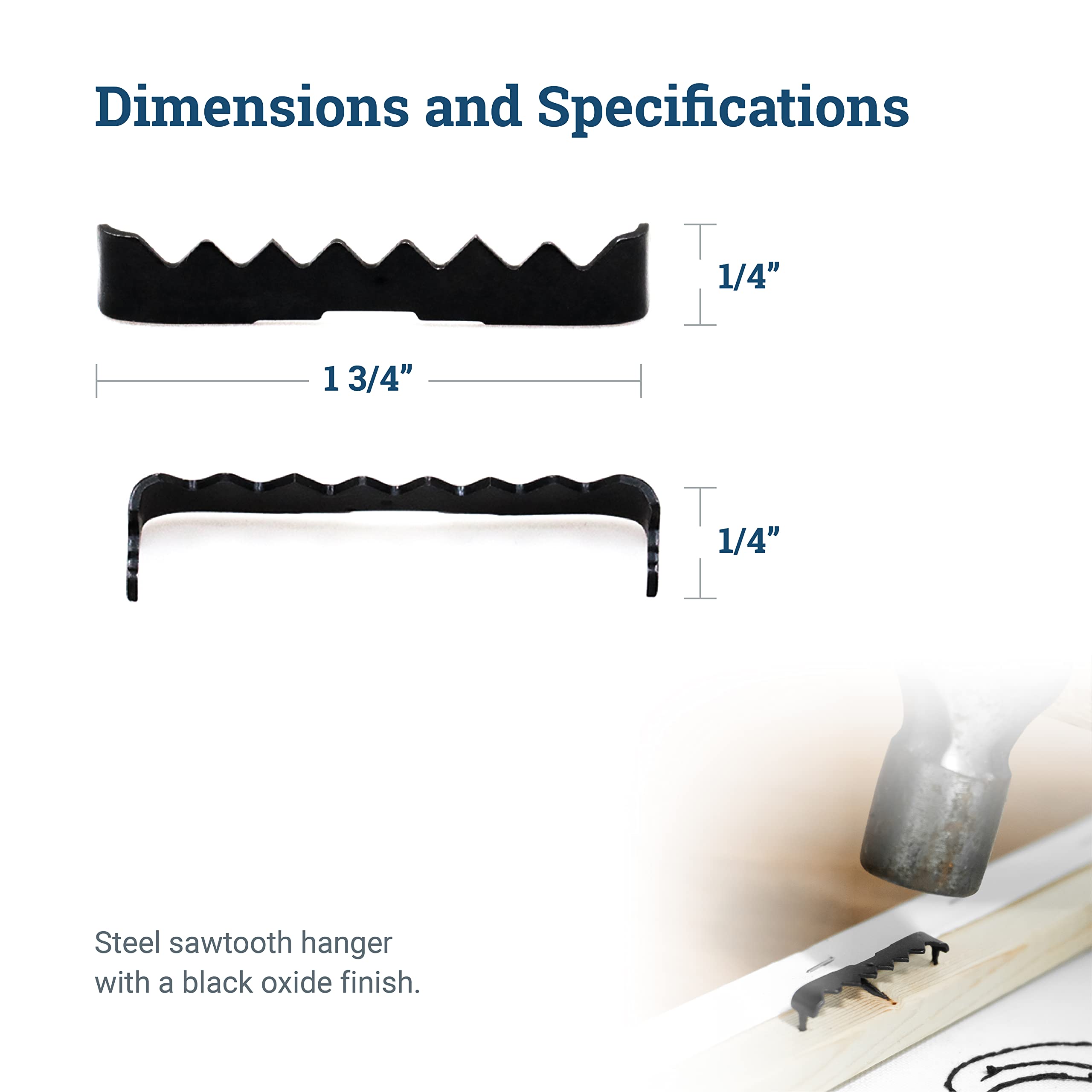 Bulk Sawtooth Picture Hangers - 1000 Pack Heavy Duty No-Nail Hooks (1 3/4 Inch) - Black Picture Frame Hangers for Wall Art, Mirrors & Photo Displays - Secure Hanging Solution for Home & Office Decor